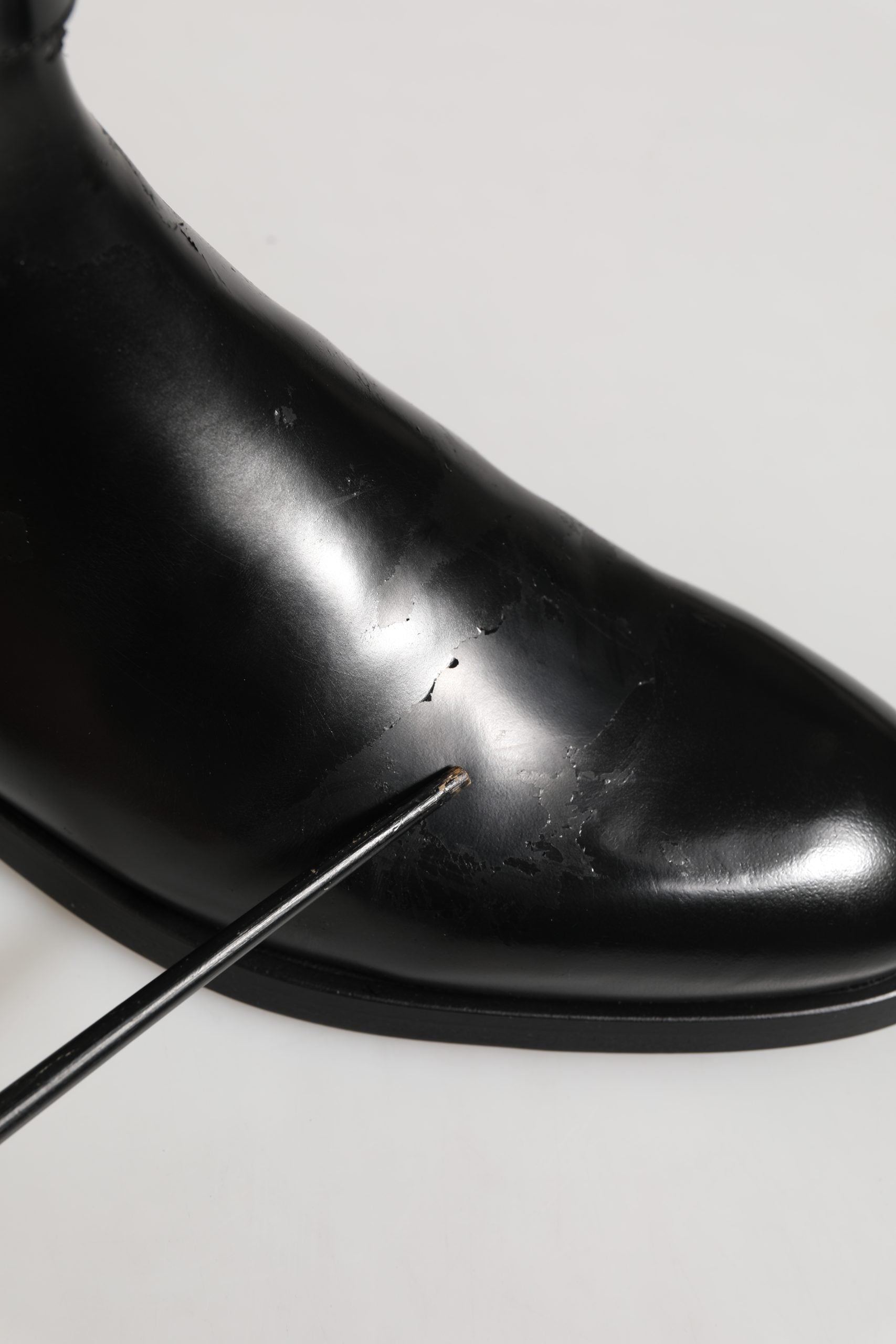 Dolce & Gabbana Black Leather Logo Buckle Mid Calf Boots Shoes