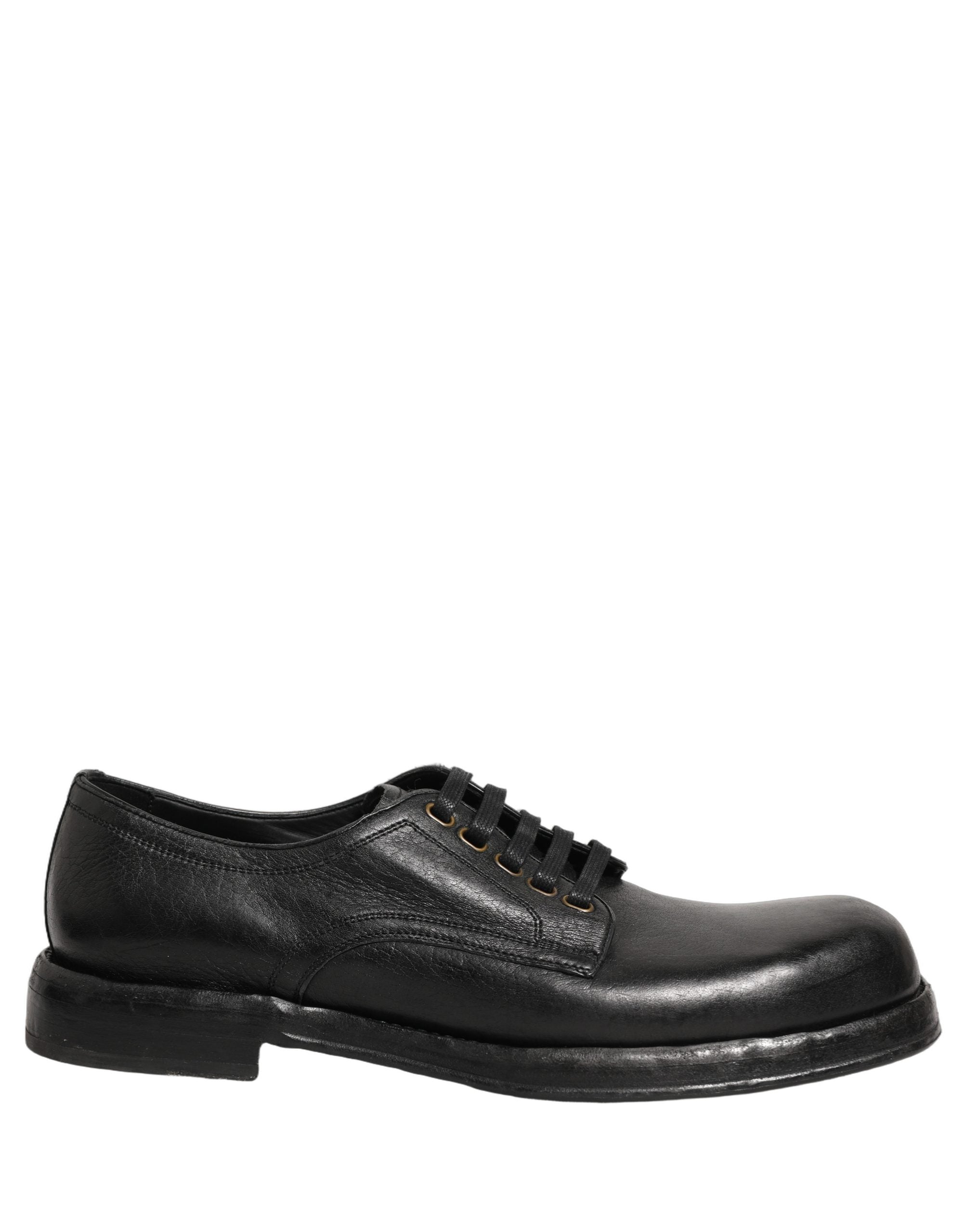 Dolce & Gabbana Black Leather Lace Up Derby Dress Men Shoes