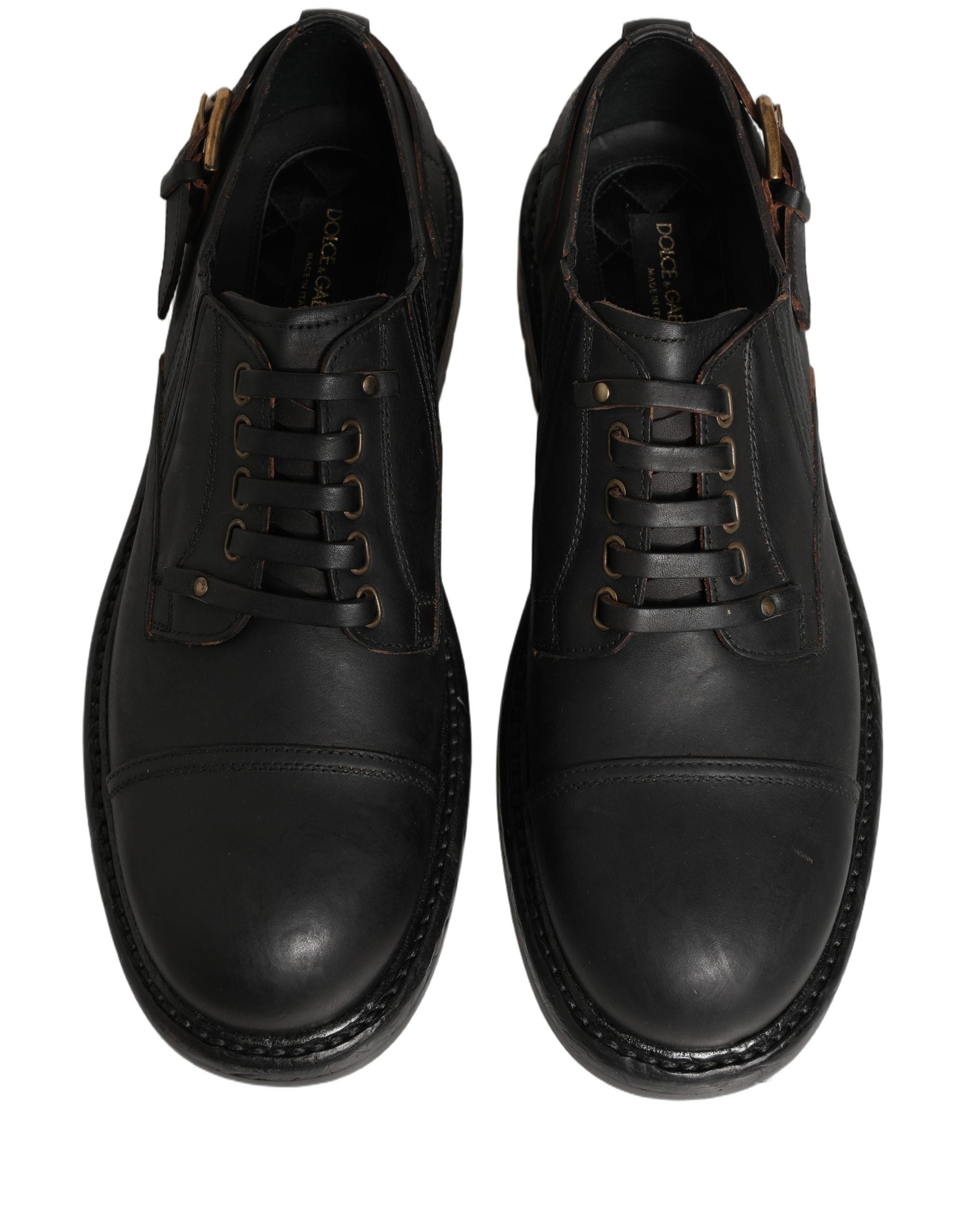 Dolce & Gabbana Dress Black Leather Lace Up Derby Men Shoes