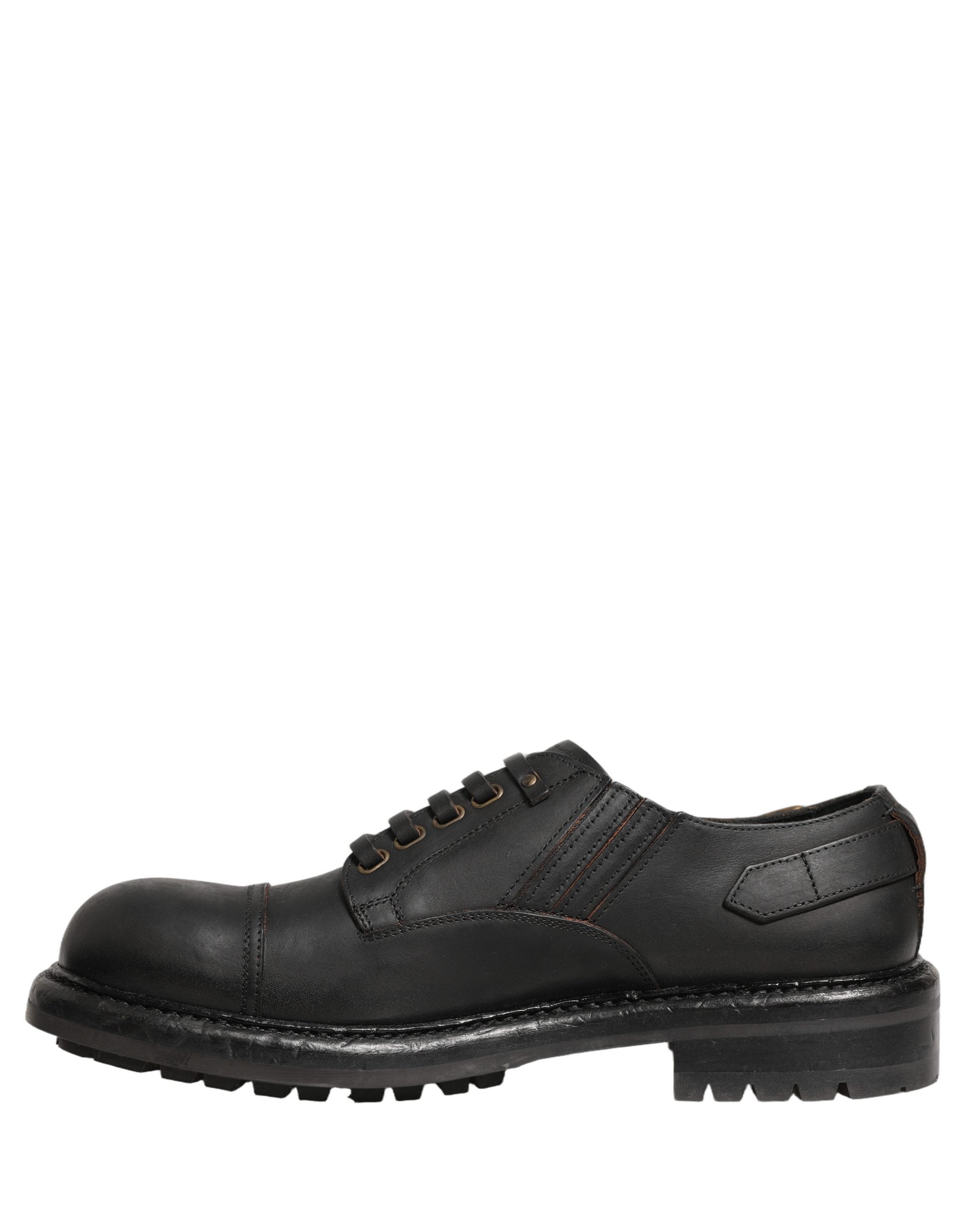 Dolce & Gabbana Dress Black Leather Lace Up Derby Men Shoes