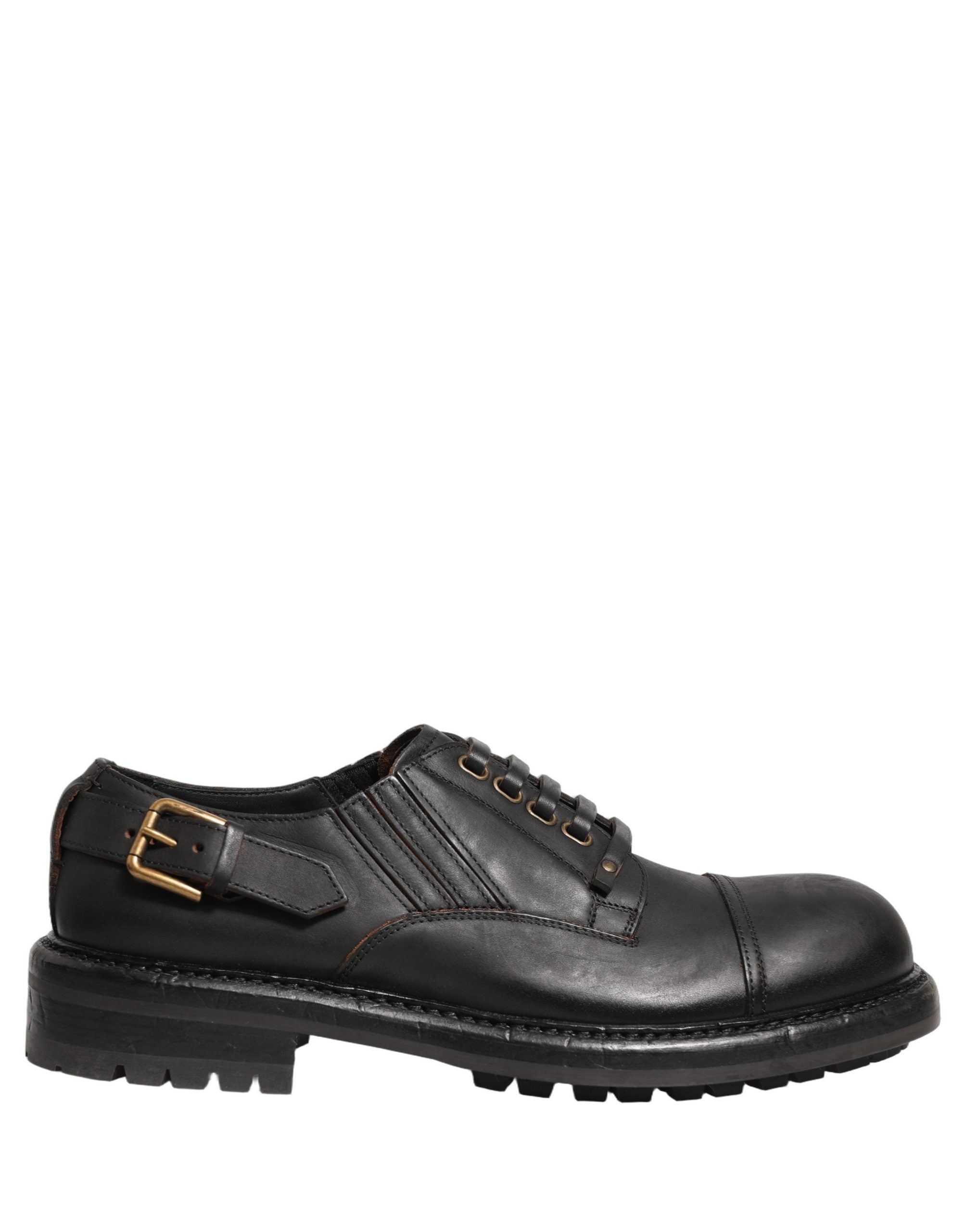 Dolce & Gabbana Dress Black Leather Lace Up Derby Men Shoes