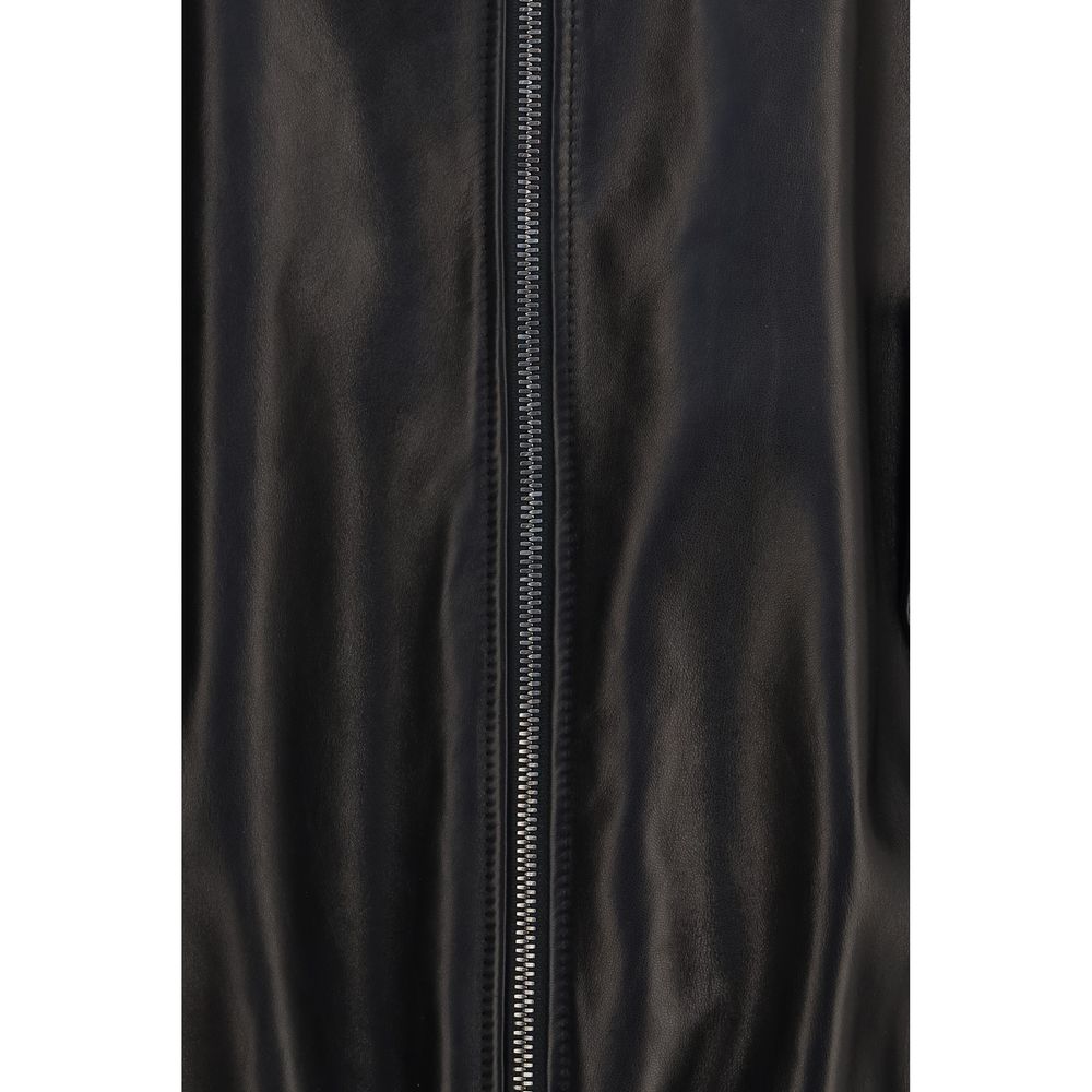 Brunello Cucinelli Black Lamb Ovis Aries Aries Leather Jacket