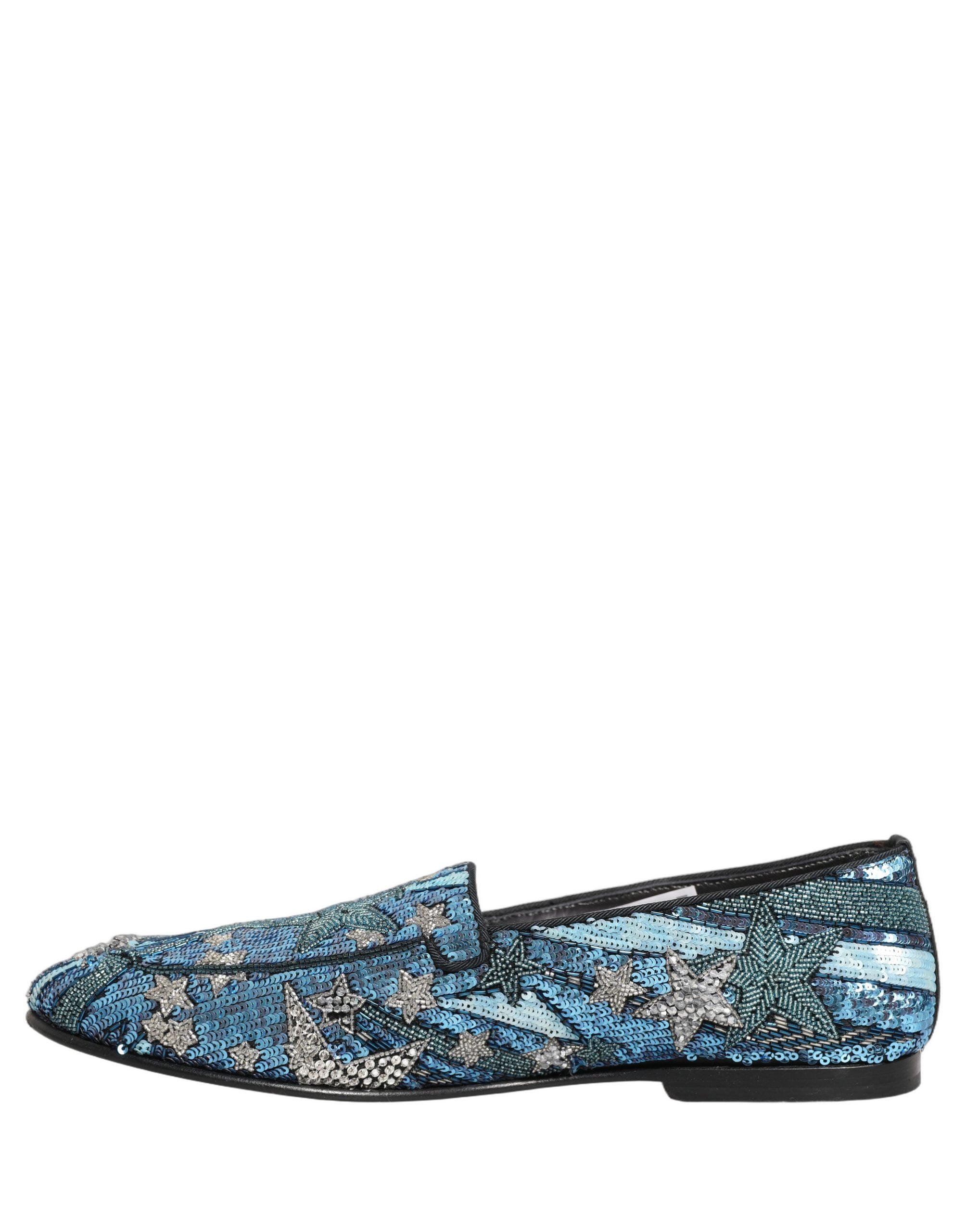 Dolce & Gabbana Multicolor Embroidered Sequin Loafers Shoes