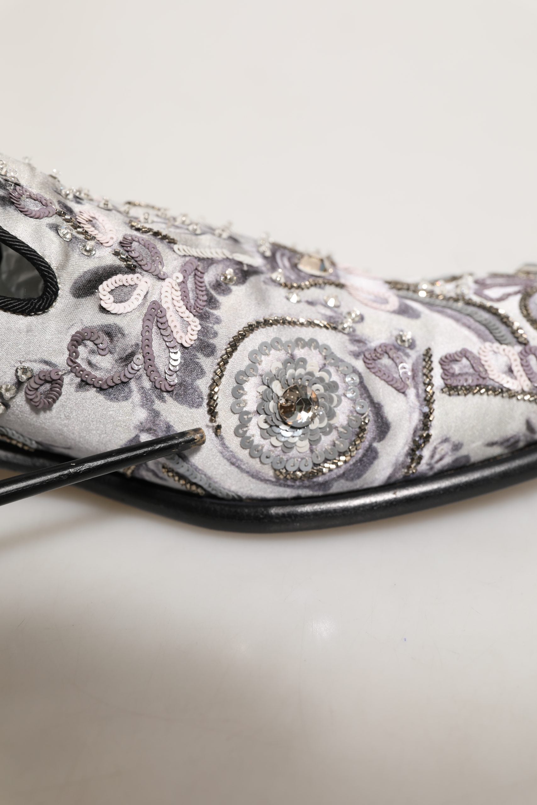 Dolce & Gabbana White Sequined Formal Slip On Loafers Shoes