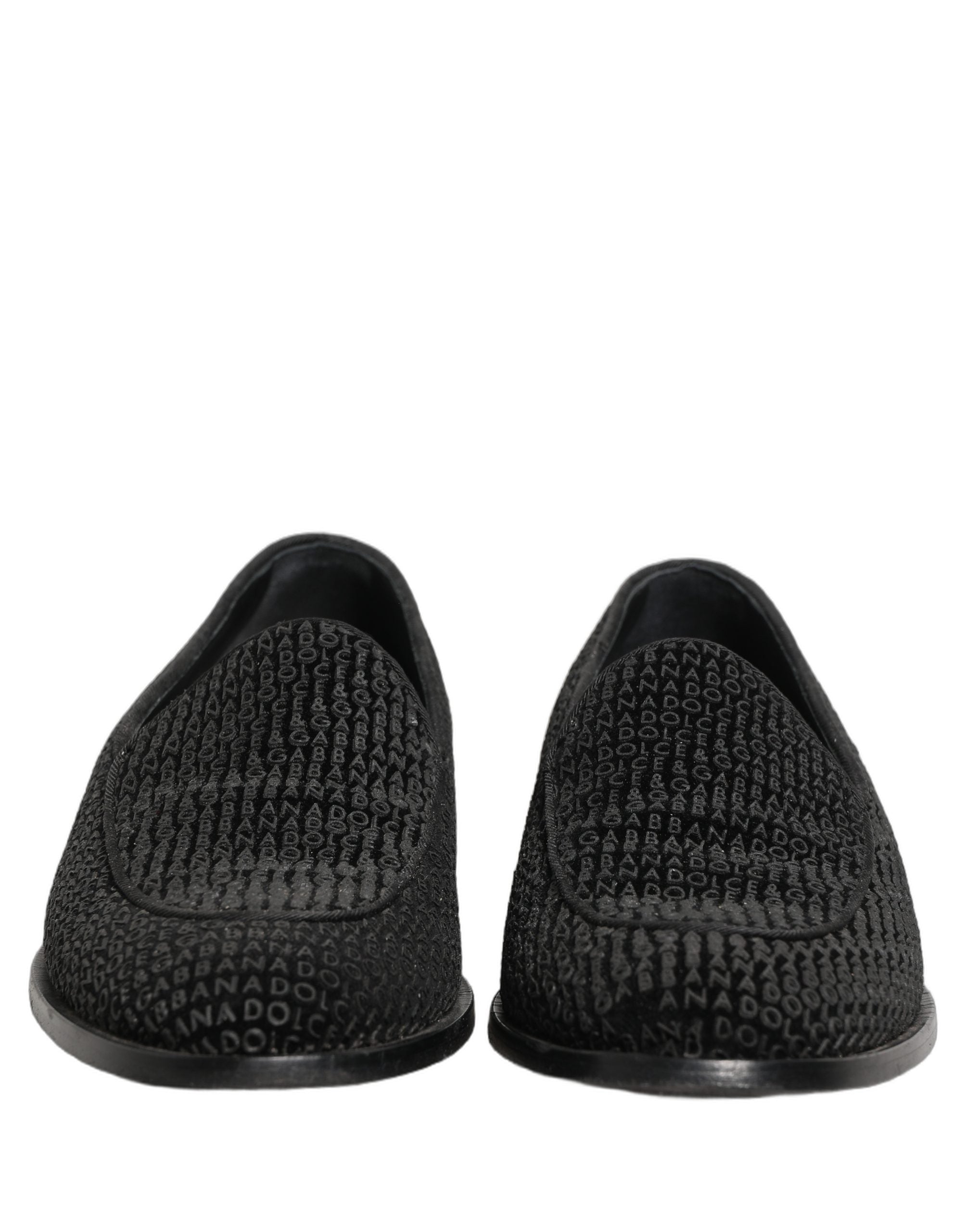 Dolce & Gabbana Black Logo Monogram Men Dress Loafers Shoes