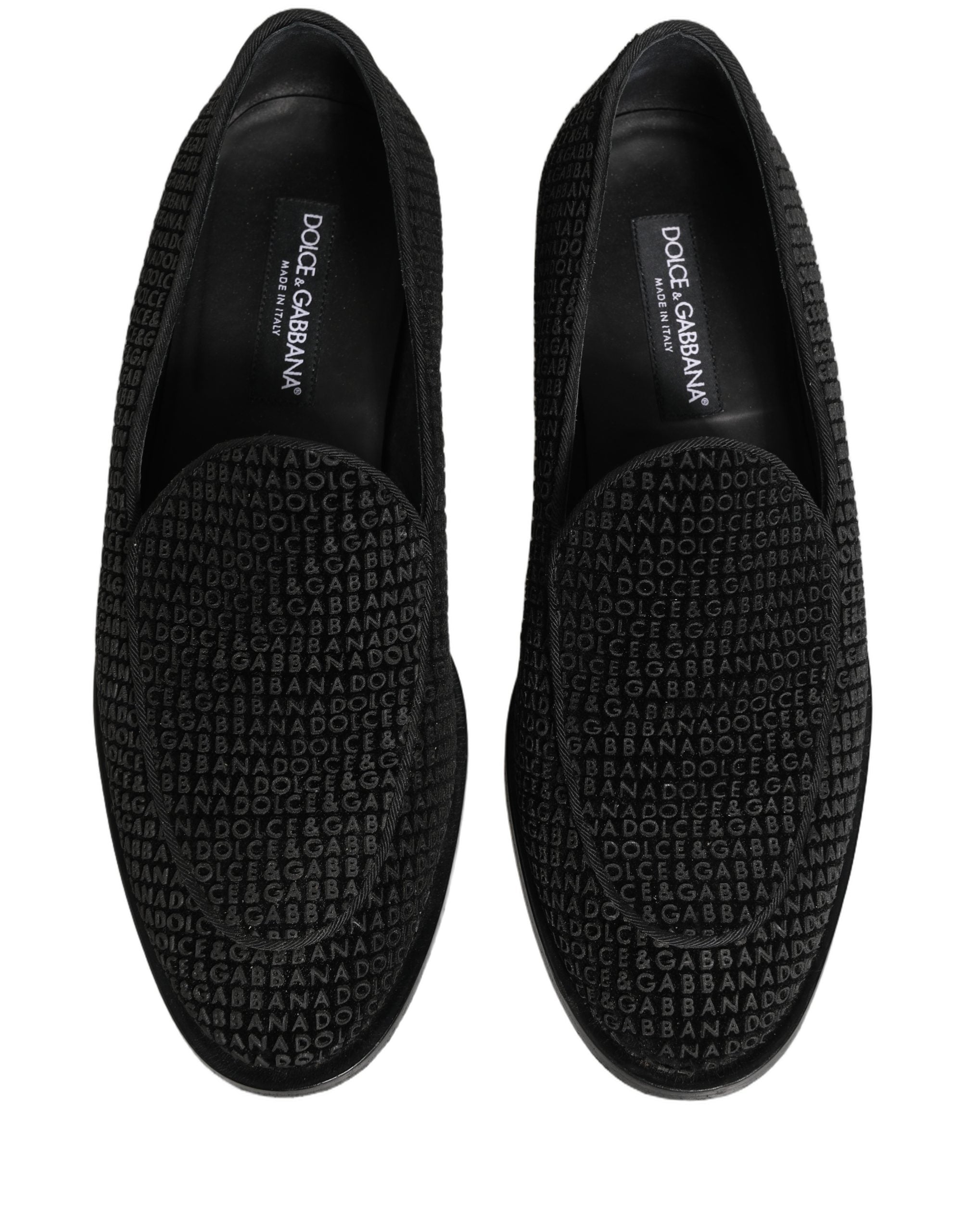 Dolce & Gabbana Black Logo Monogram Men Dress Loafers Shoes