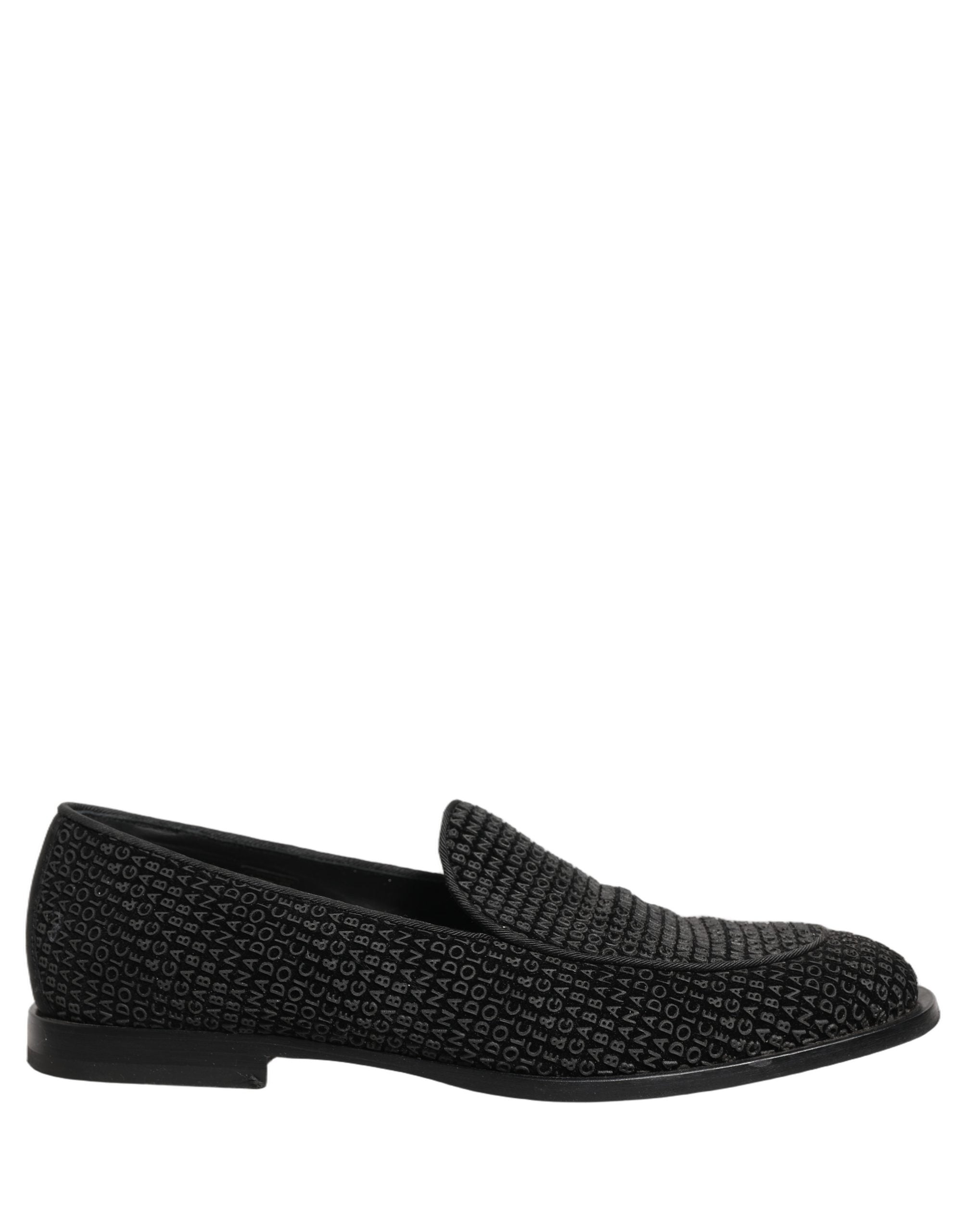 Dolce & Gabbana Black Logo Monogram Men Dress Loafers Shoes
