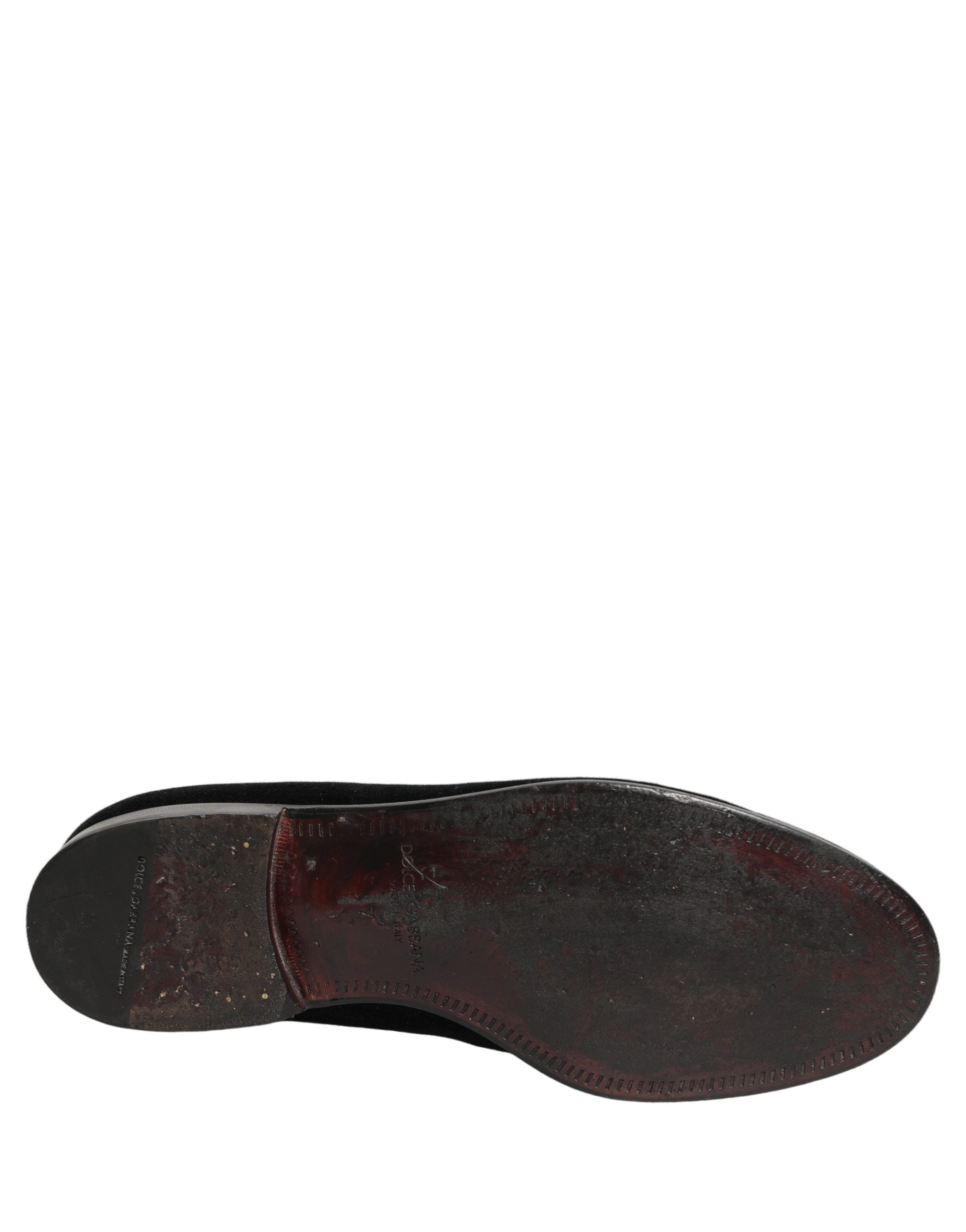 Dolce & Gabbana Black Velvet Cotton Loafers Formal Dress Shoes