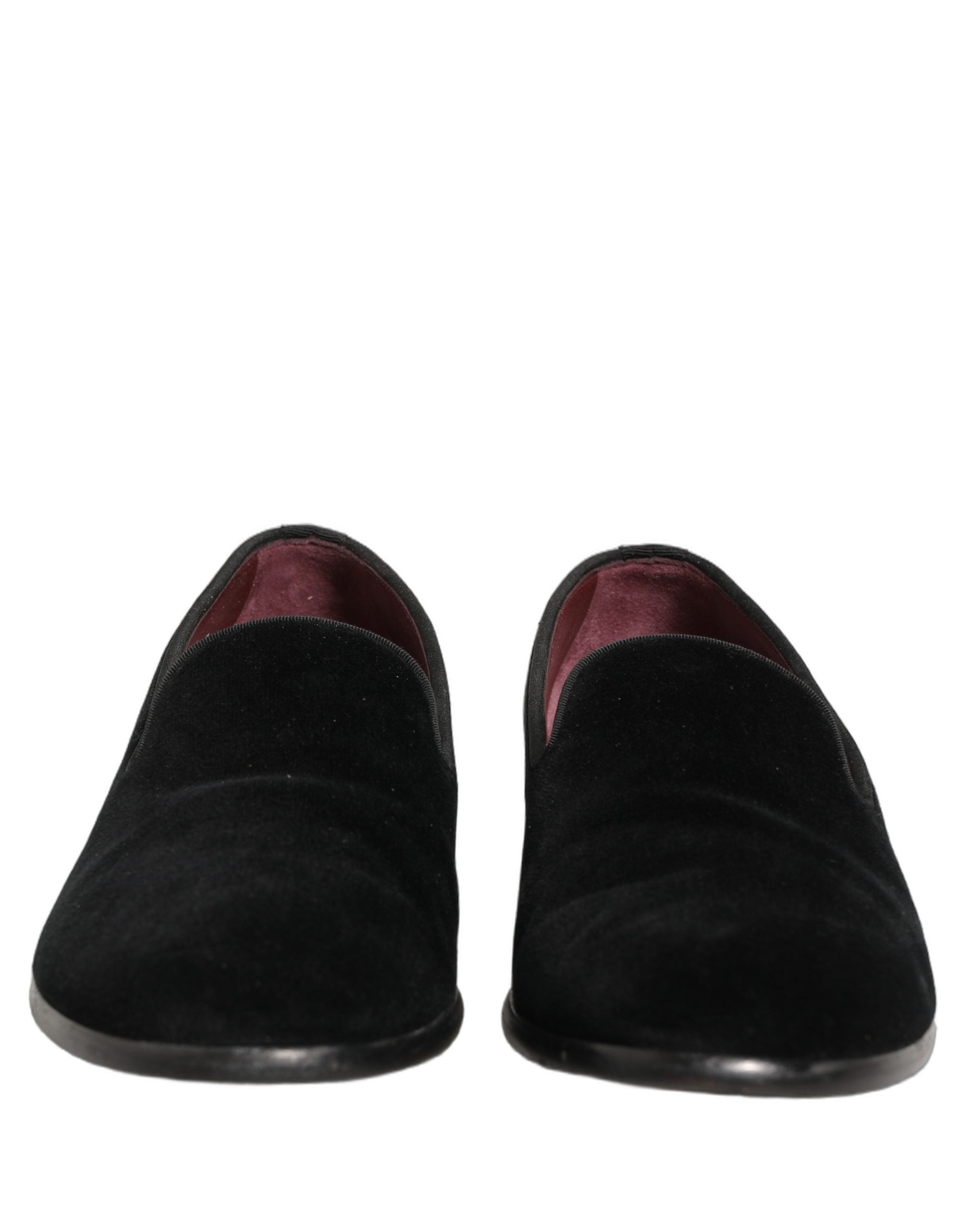 Dolce & Gabbana Black Velvet Cotton Loafers Formal Dress Shoes