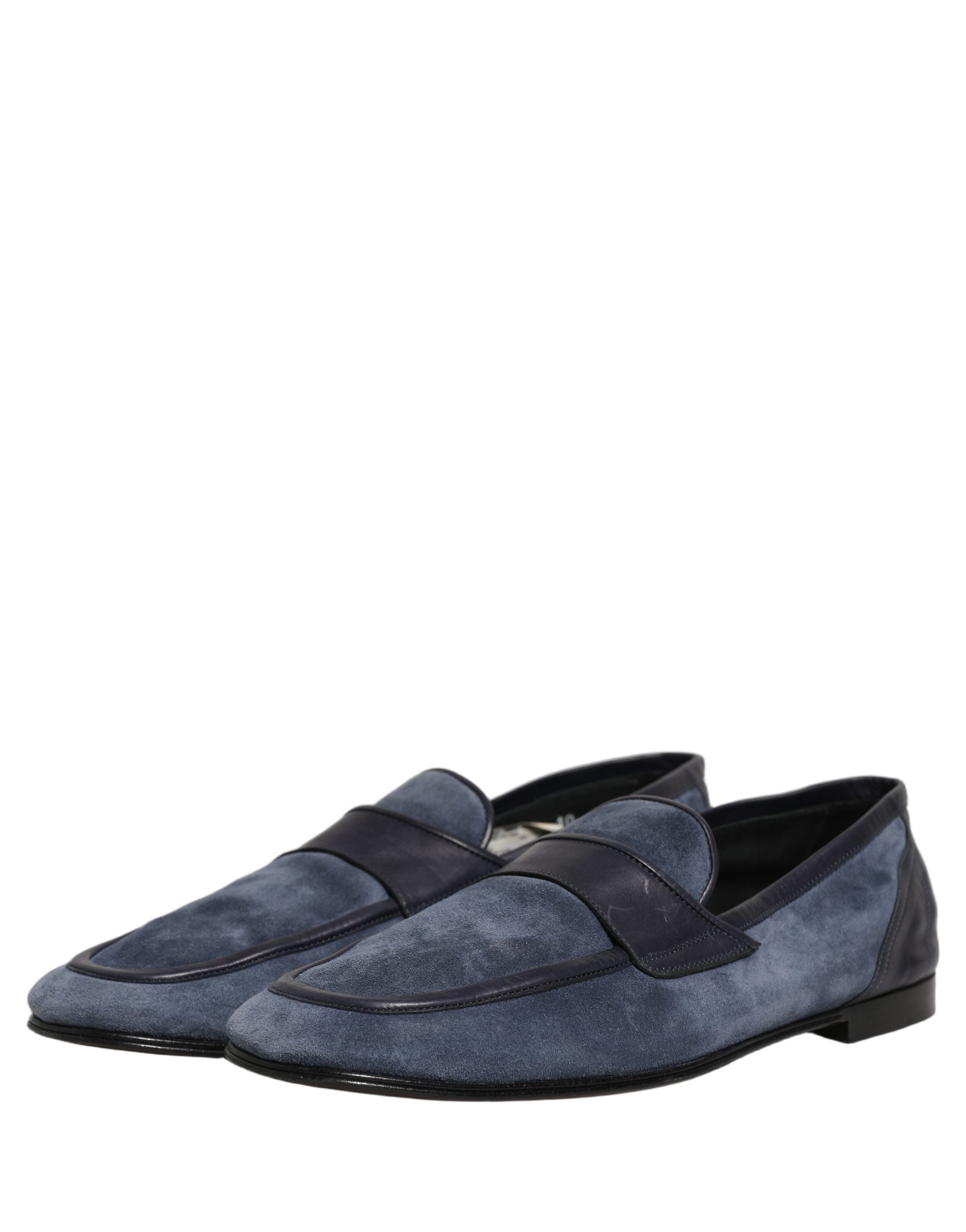 Dolce & Gabbana Blue Suede Leather Moccasin