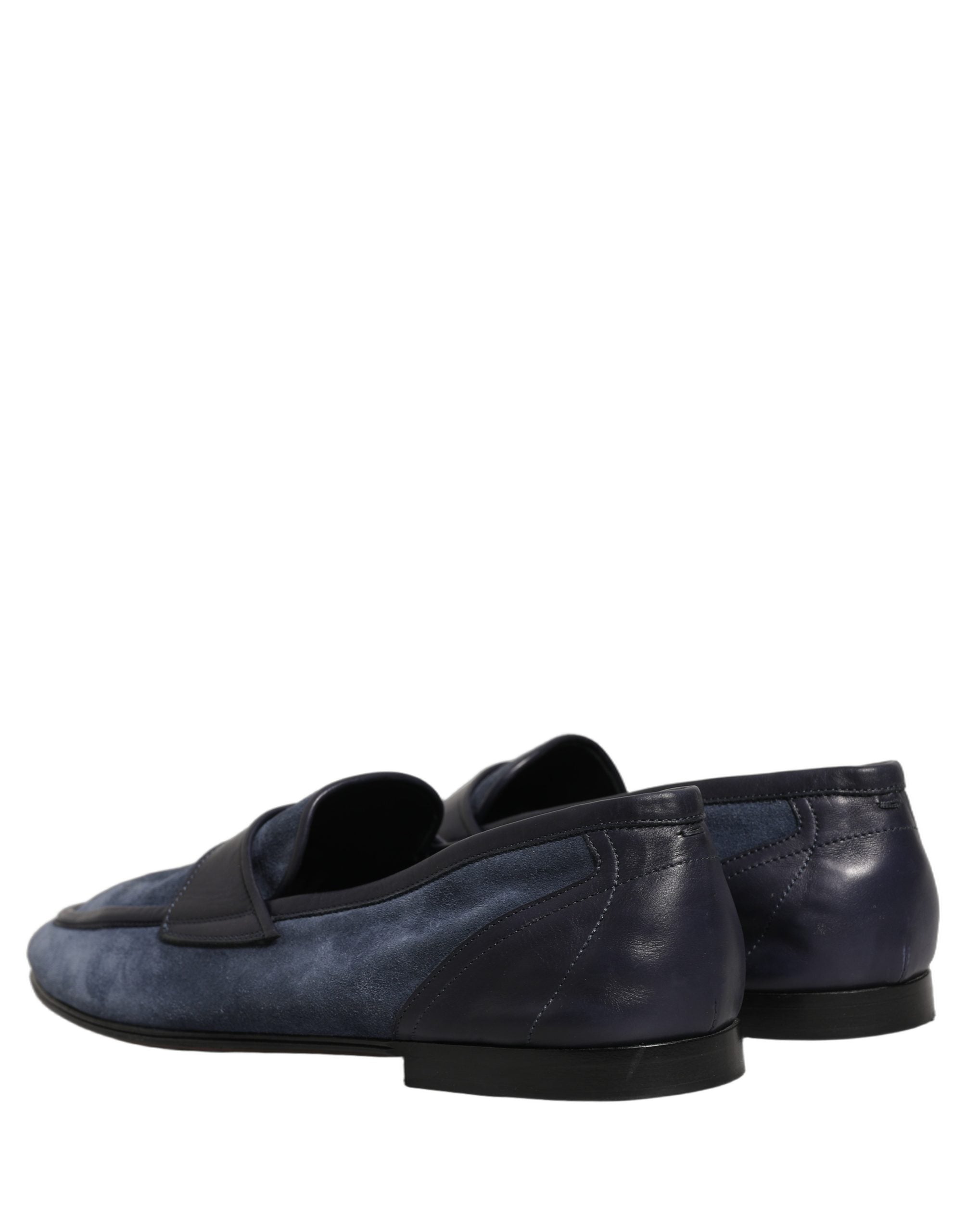 Dolce & Gabbana Blue Suede Leather Moccasin