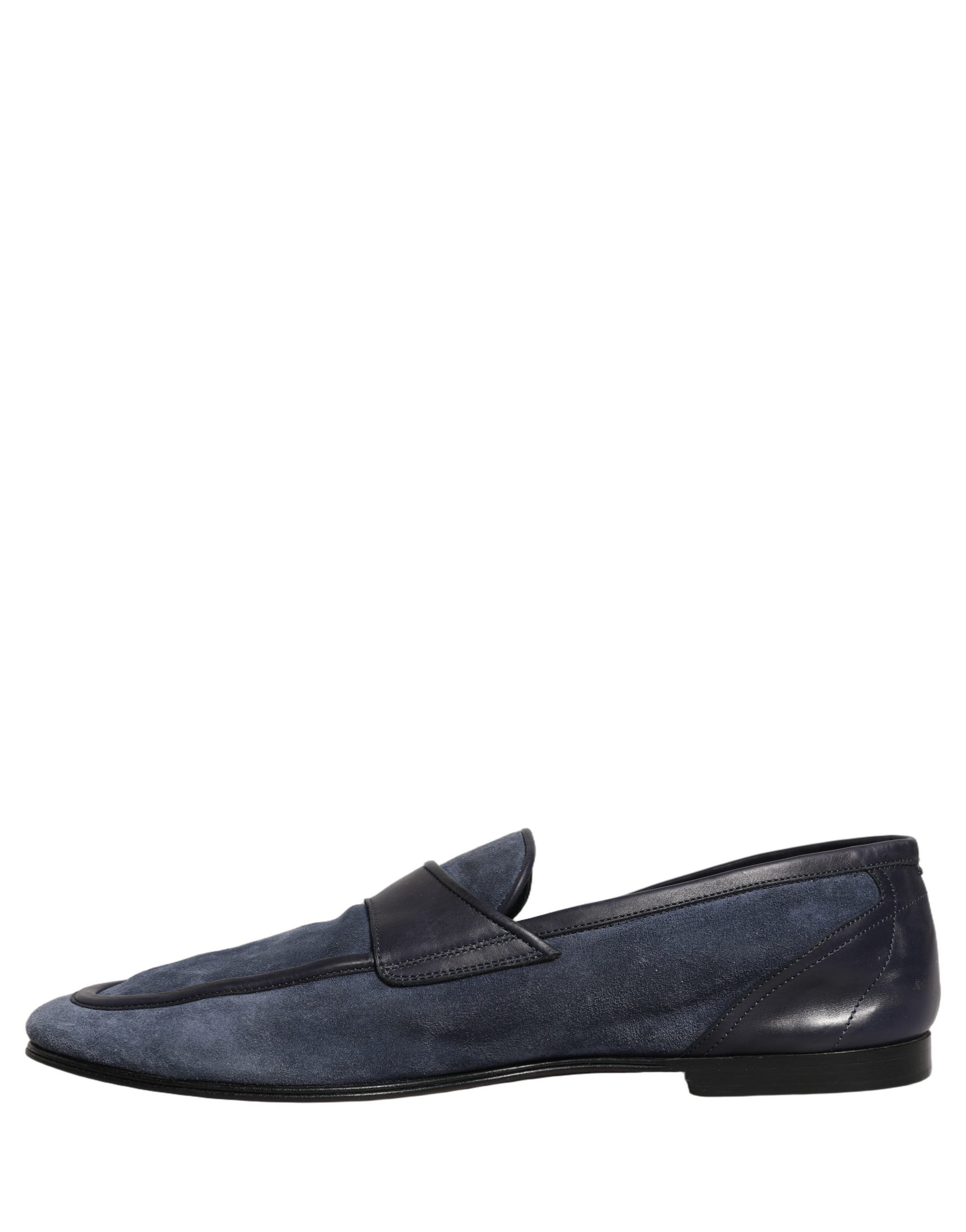 Dolce & Gabbana Blue Suede Leather Moccasin
