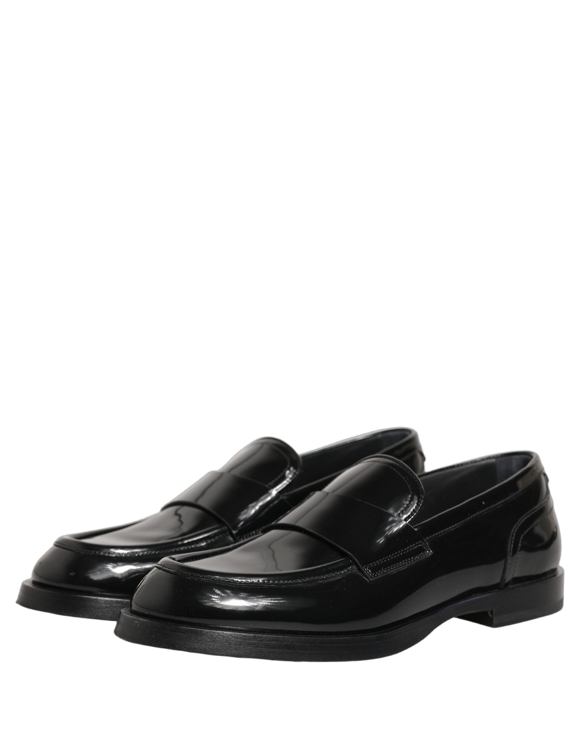 Dolce & Gabbana Black Leather Formal Men Dress Loafers Shoes