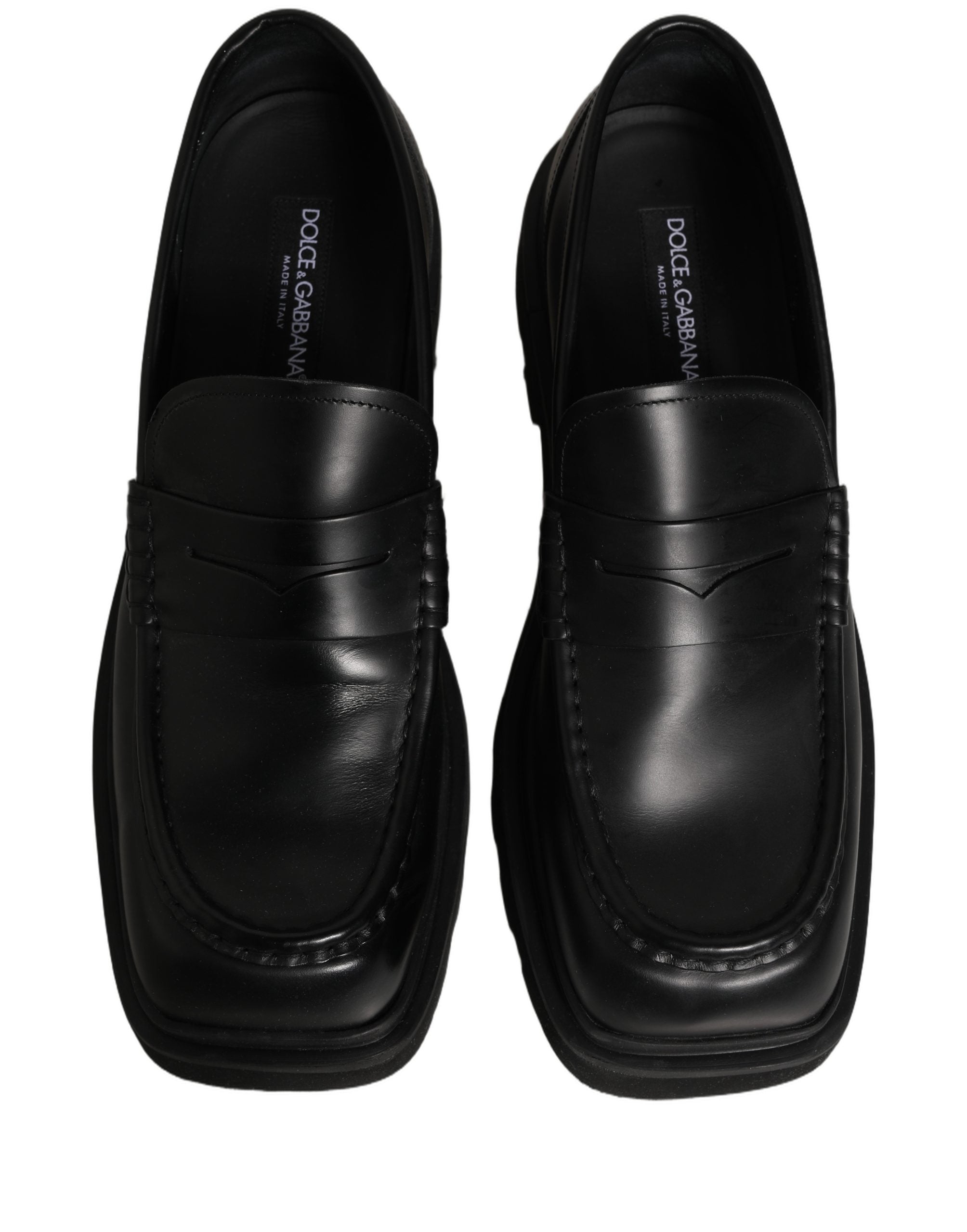 Dolce & Gabbana Black Calfskin Leather Men Dress Loafer Shoes