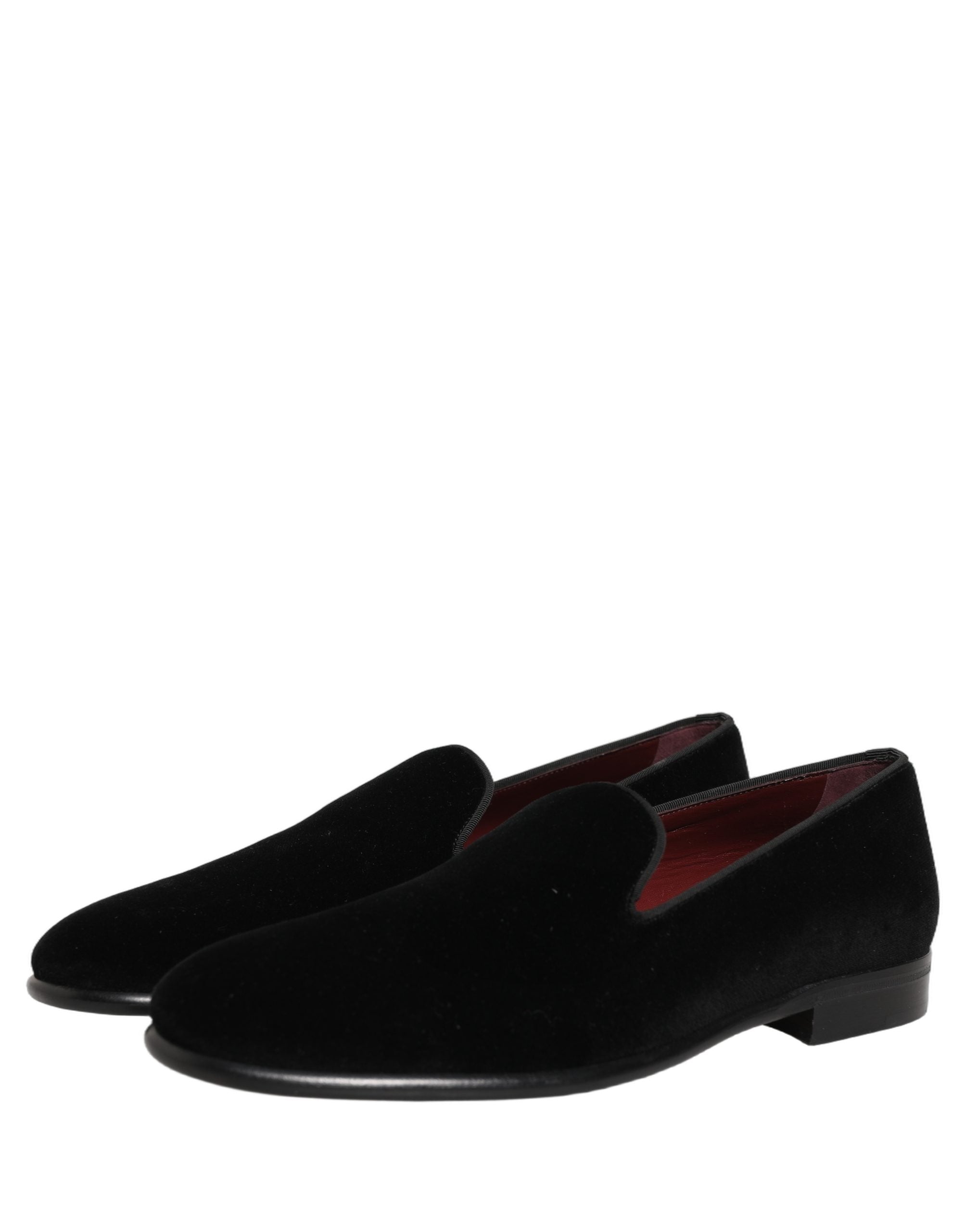 Dolce & Gabbana Black Velvet Loafers Formal Men Dress Shoes