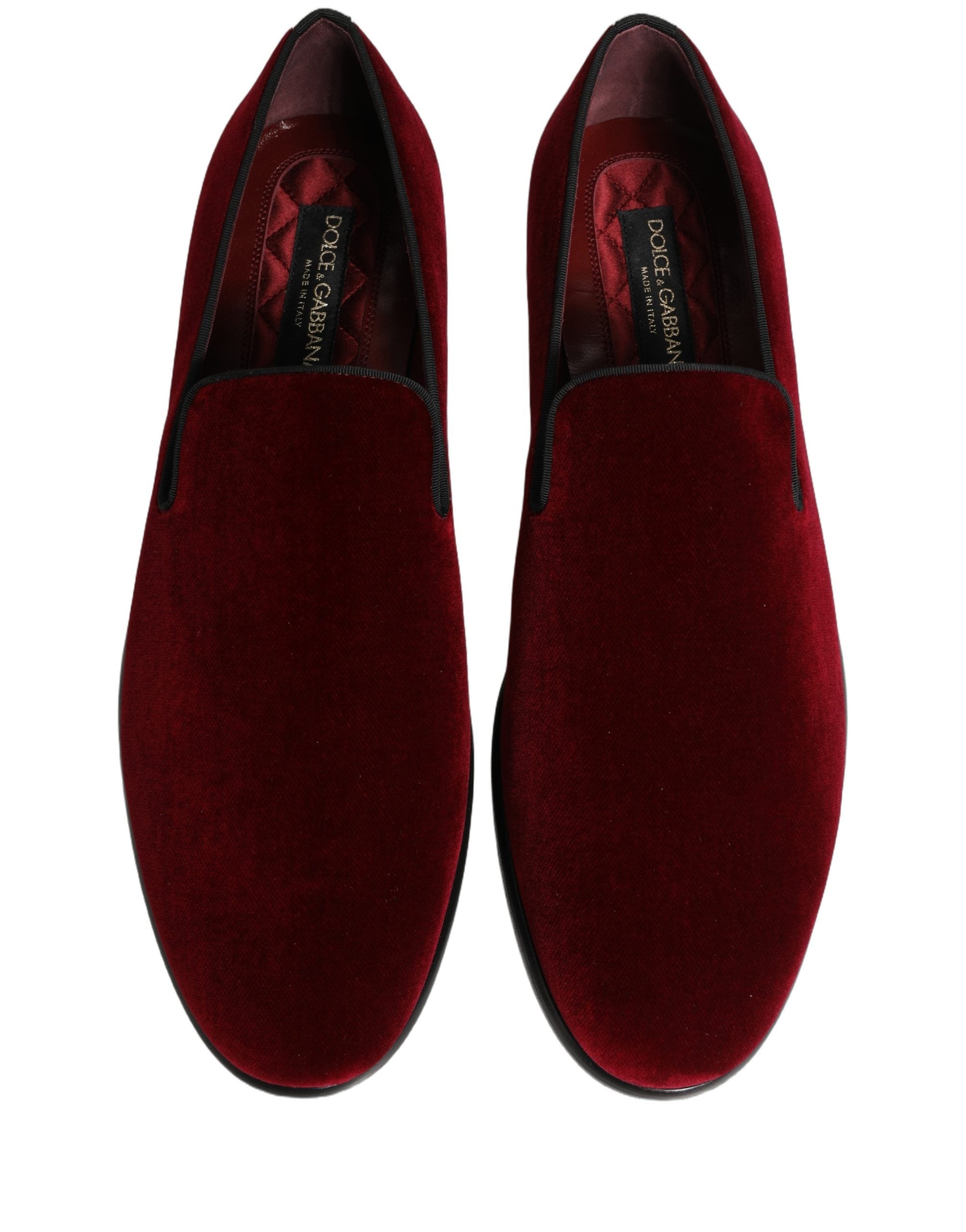 Dolce & Gabbana Maroon Velvet Slip On Men Dress Loafers Shoes