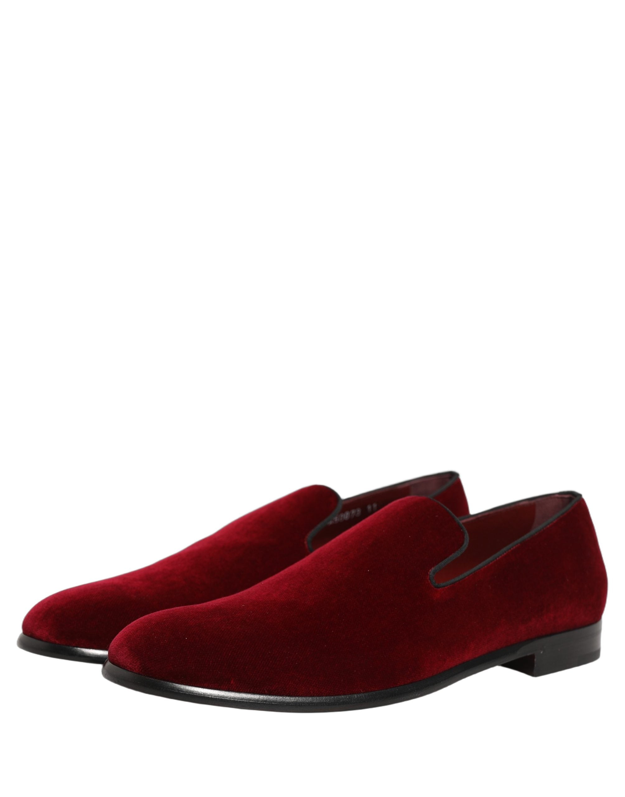 Dolce & Gabbana Maroon Velvet Slip On Men Dress Loafers Shoes