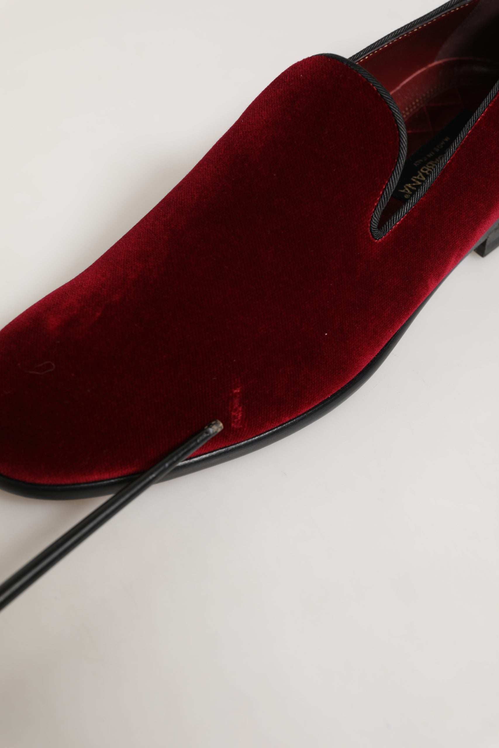 Dolce & Gabbana Maroon Velvet Slip On Dress Loafers Shoes