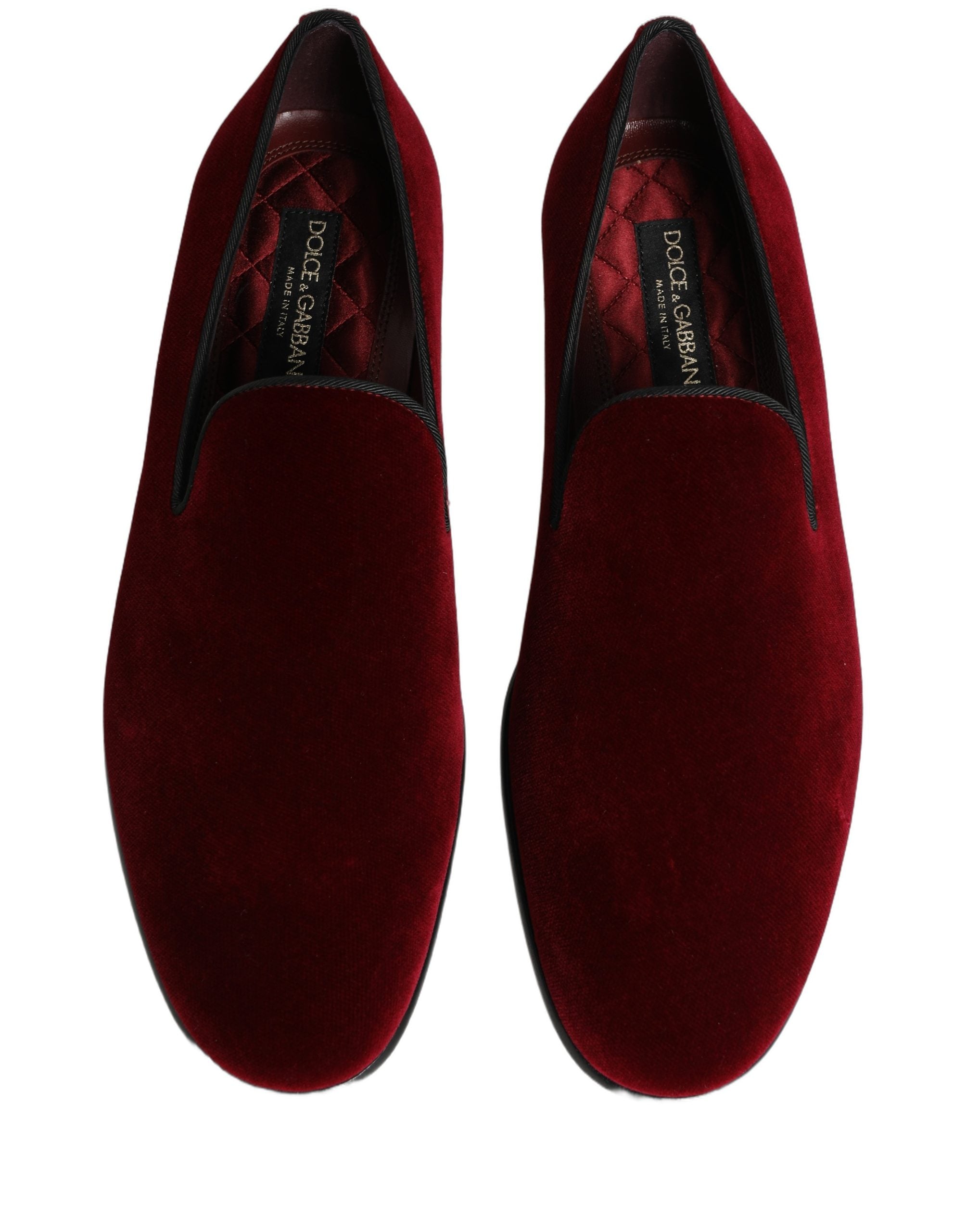 Dolce & Gabbana Maroon Velvet Slip On Dress Loafers Shoes
