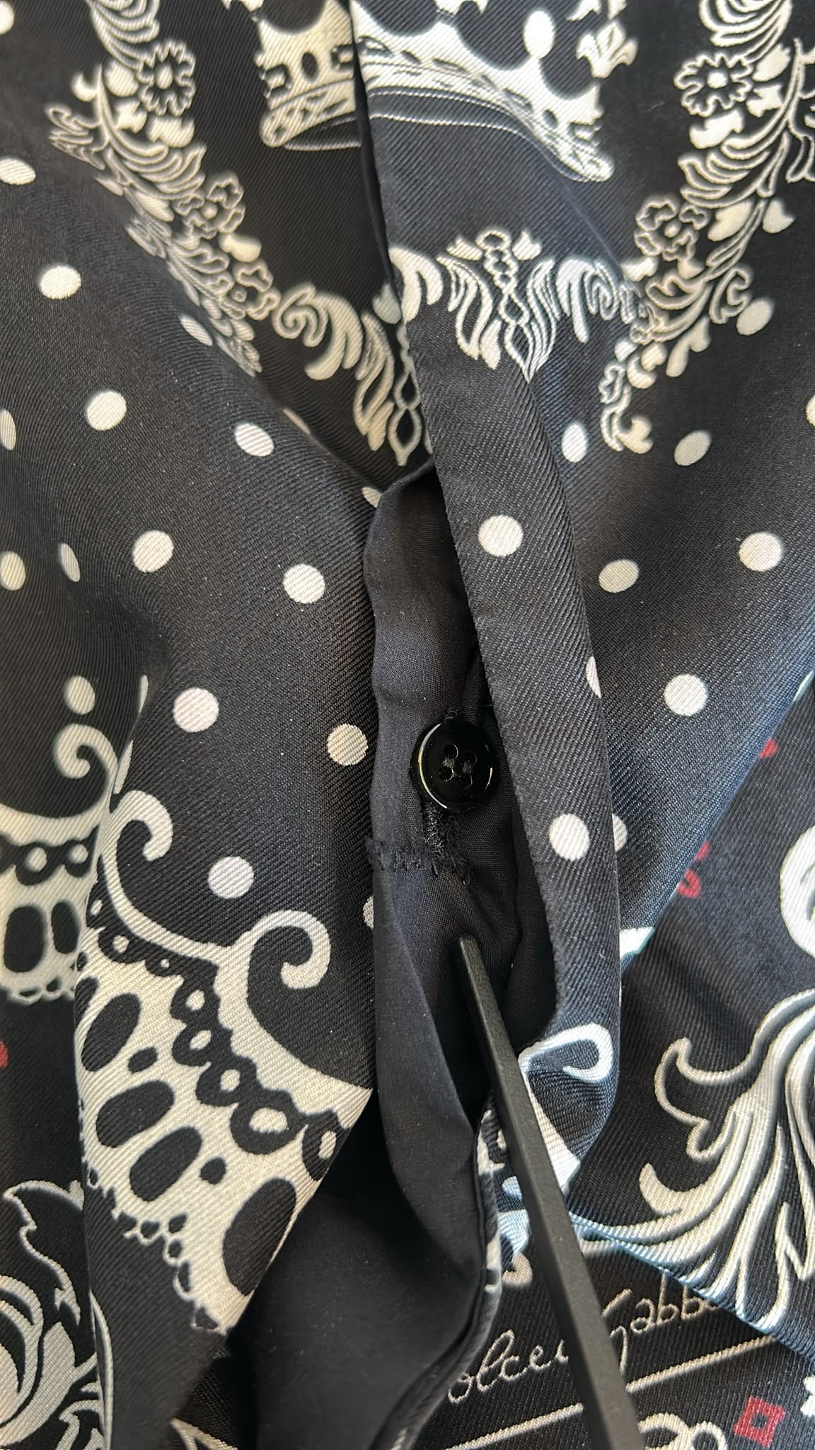 Dolce & Gabbana Black White Bandana GOLD Formal Dress Shirt