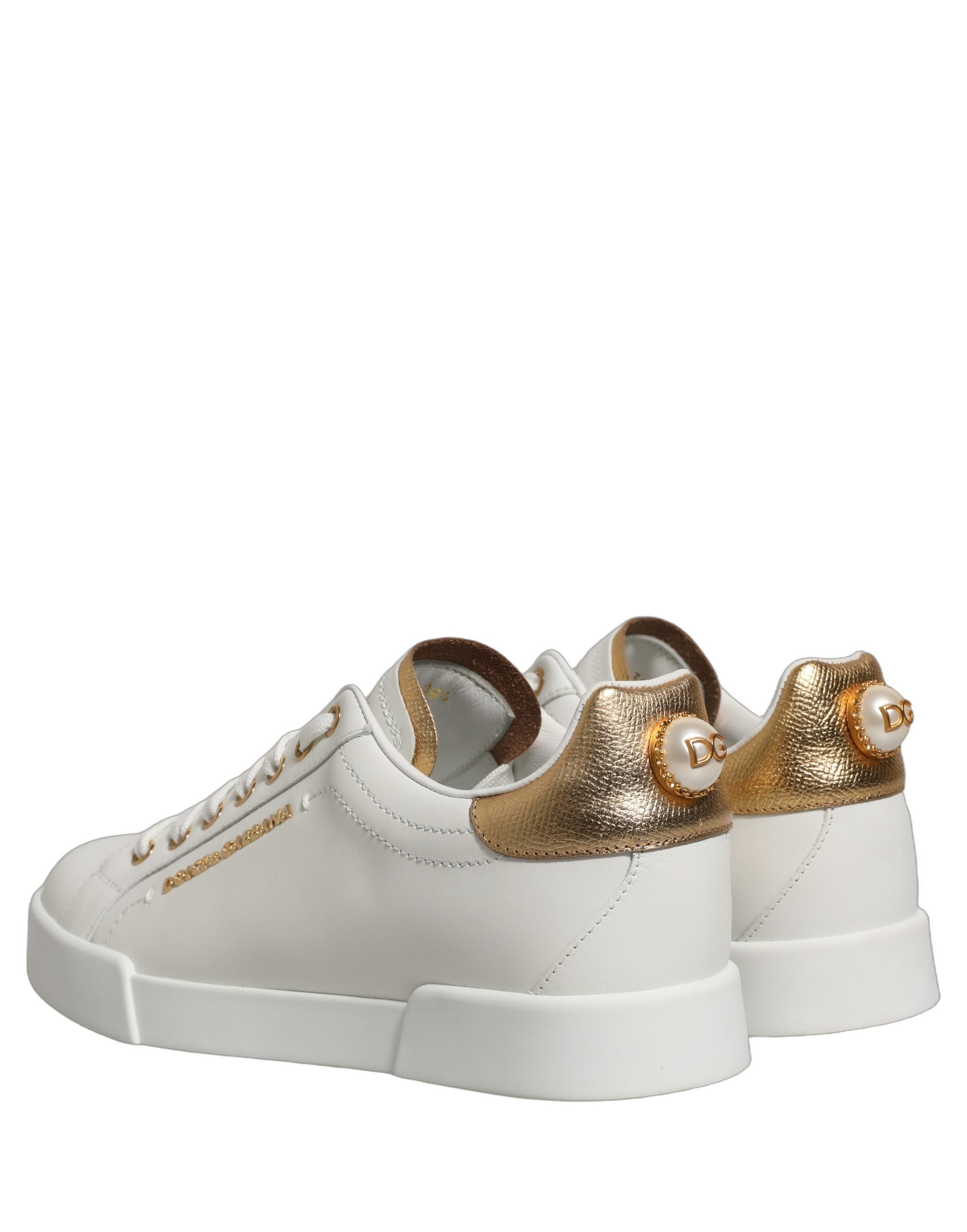 Dolce & Gabbana White Gold Embellished Low Top Sneakers Shoes