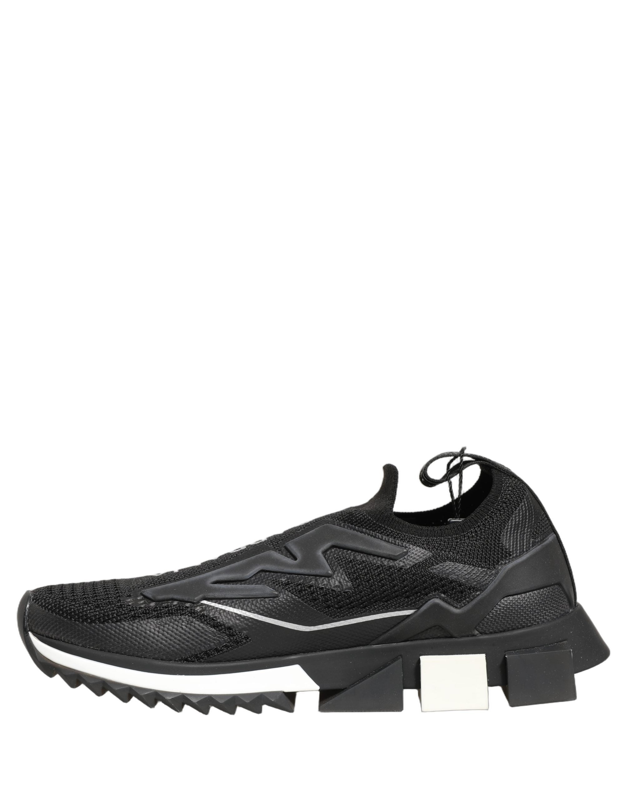 Dolce & Gabbana Black White Sorrento Slip-On Logo Sneakers Shoes