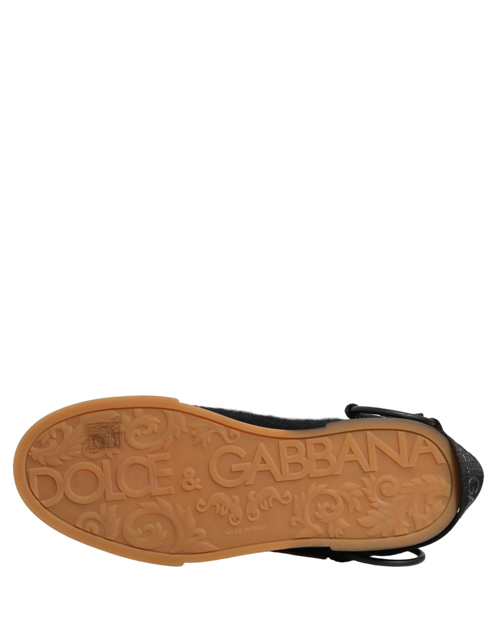 Dolce & Gabbana Black Leather Low Trainers Men Sneakers Shoes