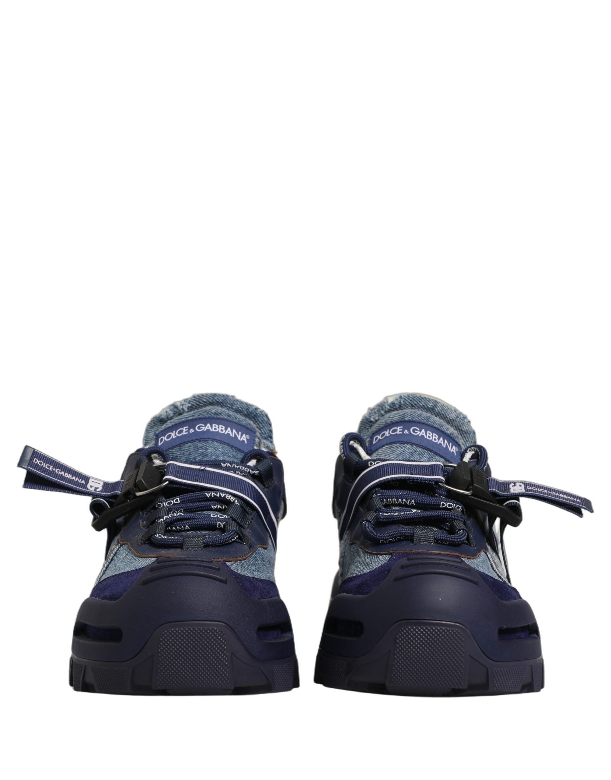 Dolce & Gabbana Blue Airmaster Panelled Low Top Denim Sneakers Shoes