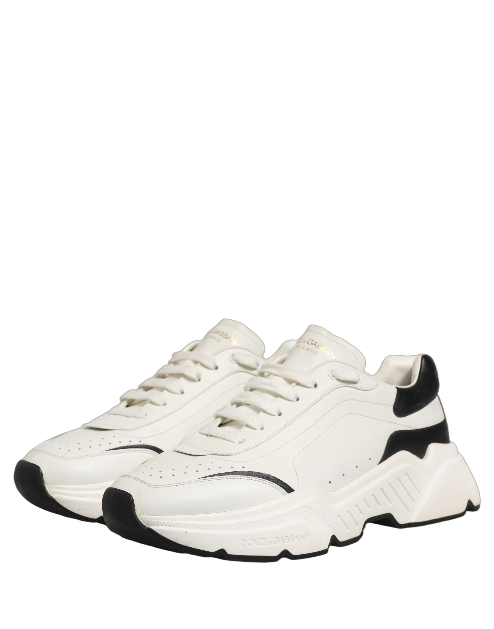 Dolce & Gabbana White Black Daymaster Low Top Sneakers Shoes