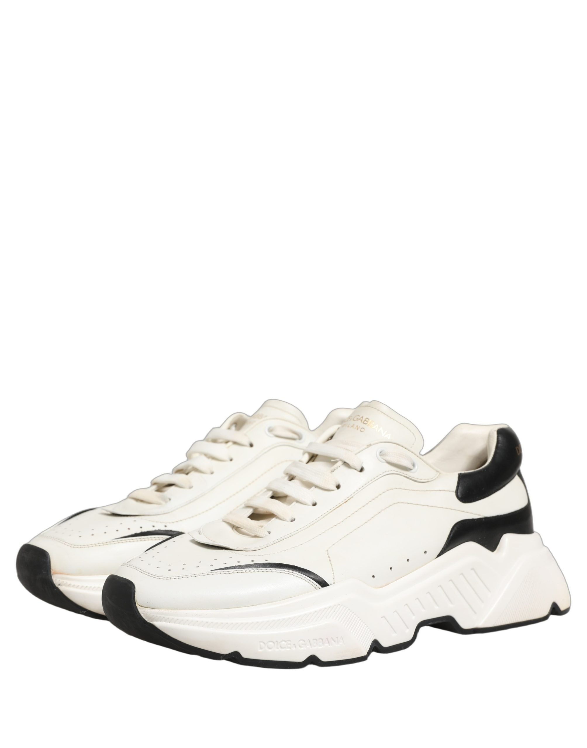 Dolce & Gabbana White Black Daymaster Low Top Sneakers Shoes