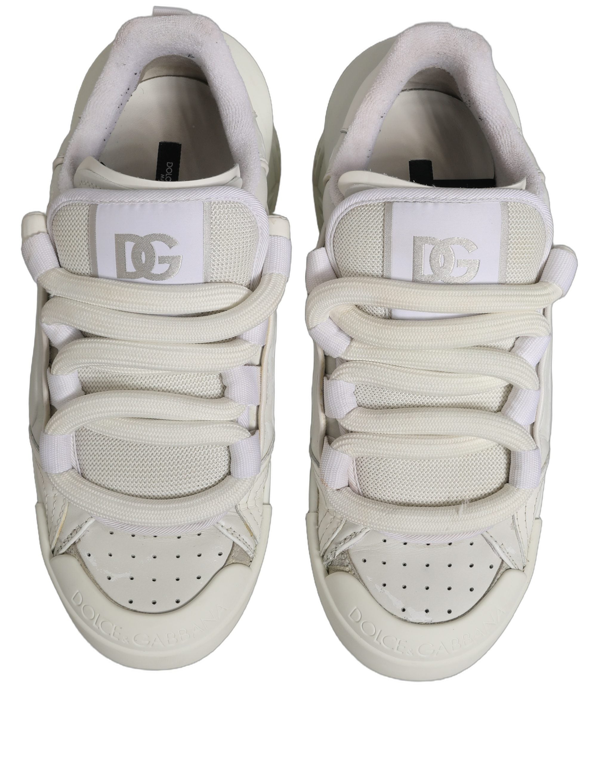 Dolce & Gabbana White Leather Portofino Space Sneakers Shoes