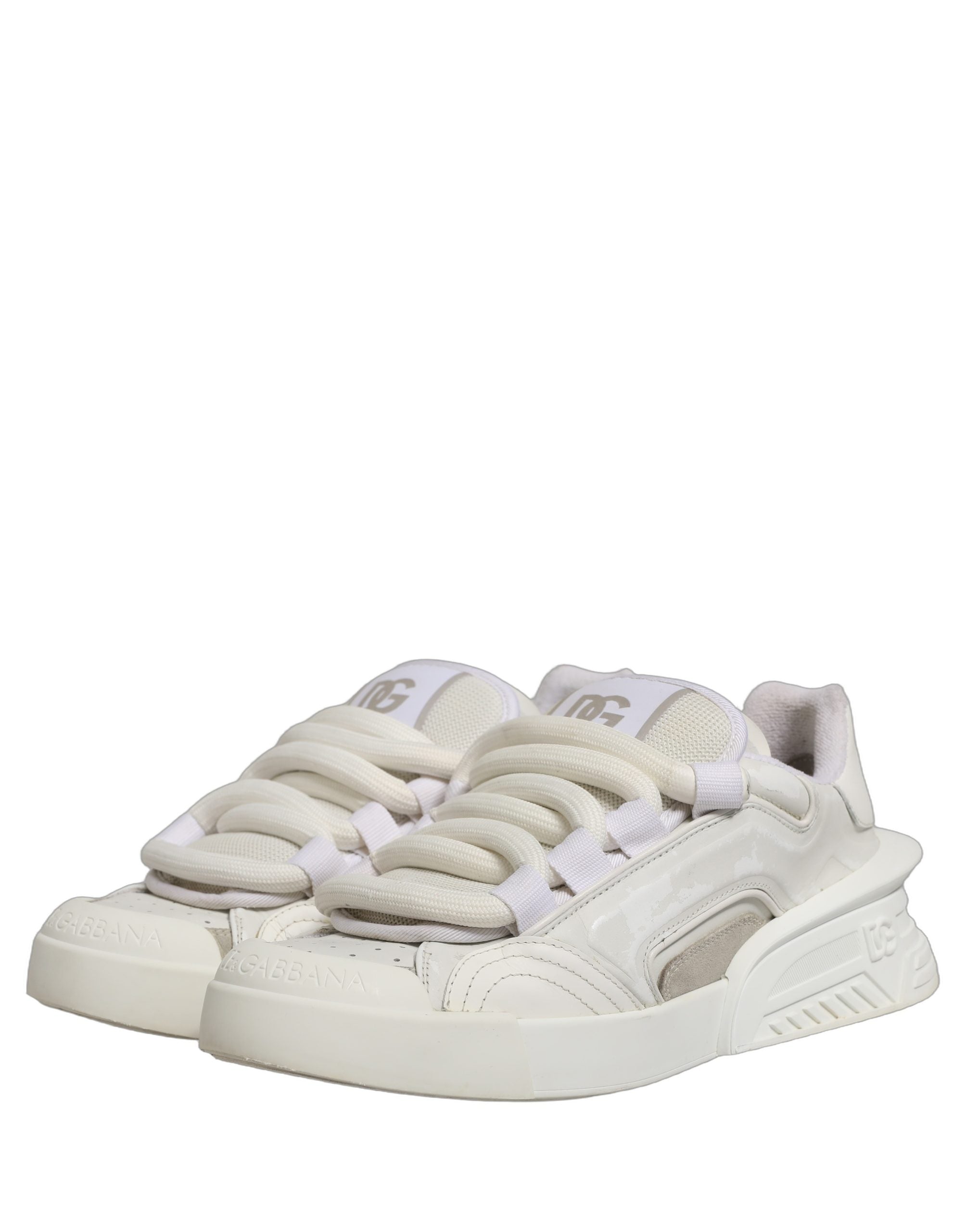 Dolce & Gabbana White Leather Portofino Space Sneakers Shoes