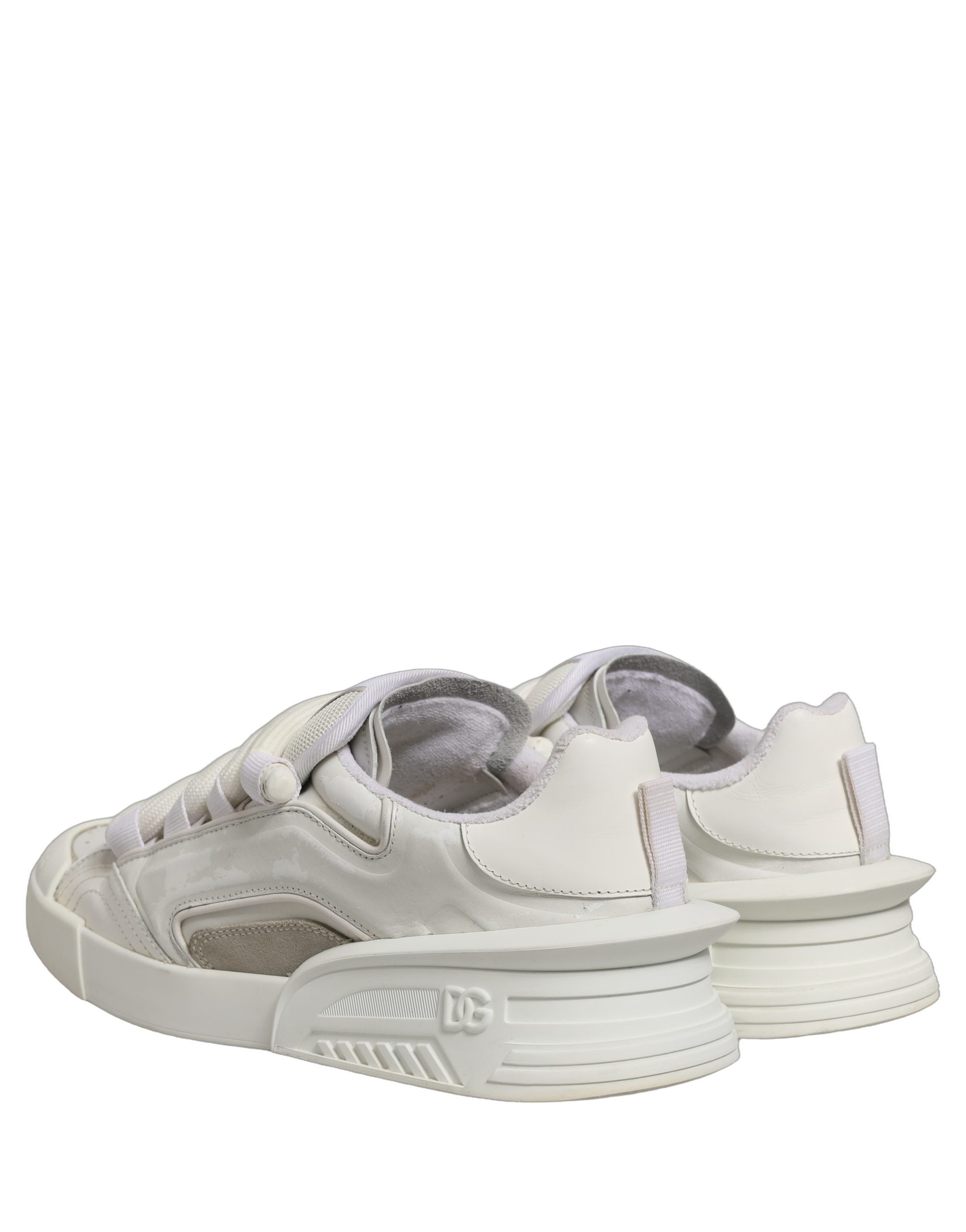 Dolce & Gabbana White Leather Portofino Space Sneakers Shoes