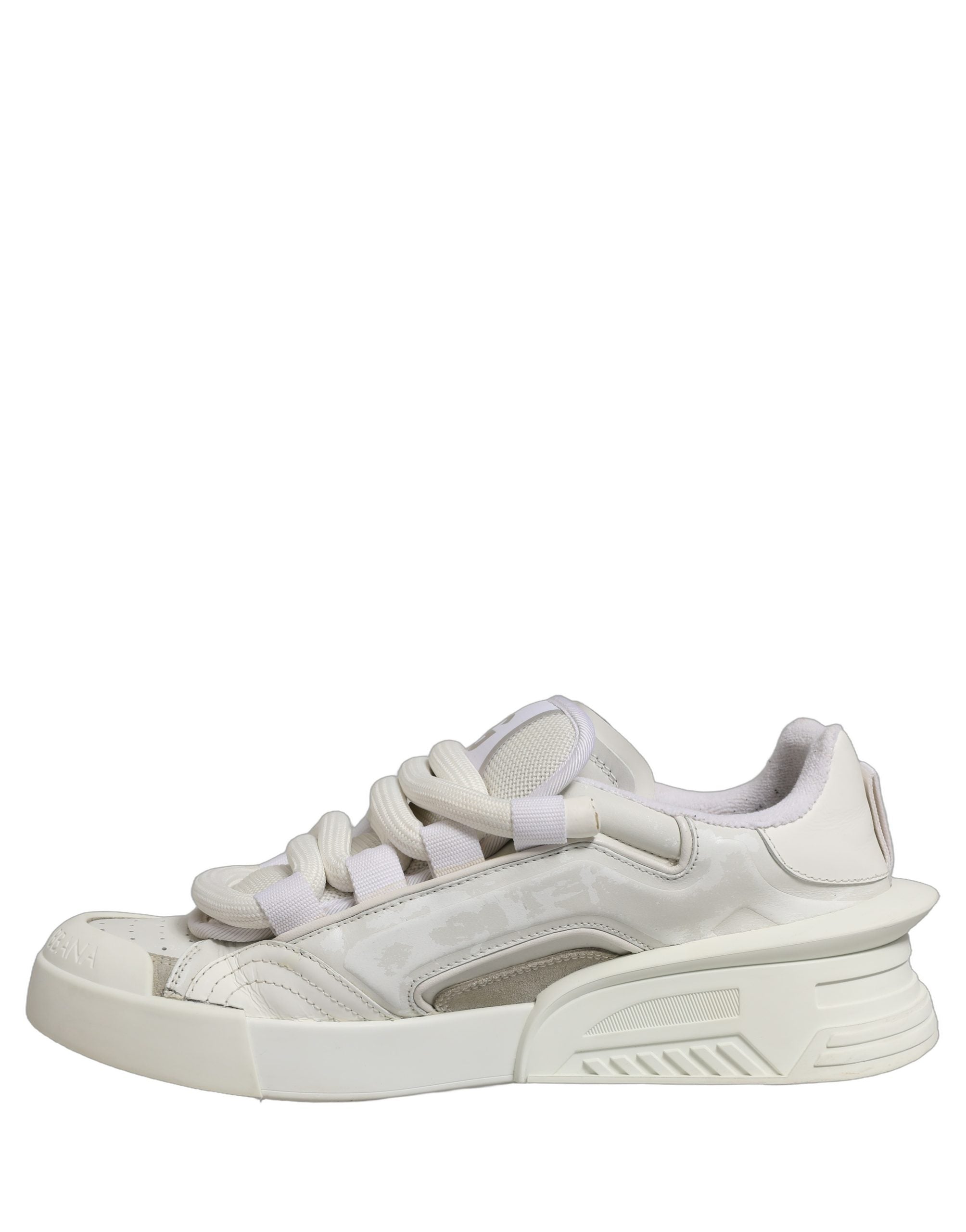 Dolce & Gabbana White Leather Portofino Space Sneakers Shoes