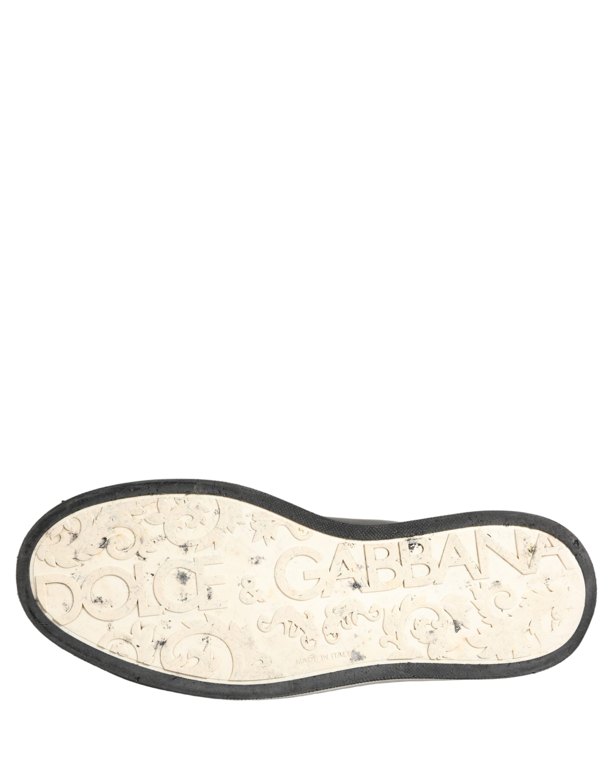 Dolce & Gabbana Black Leather Crown Milano Men Sneakers Shoes