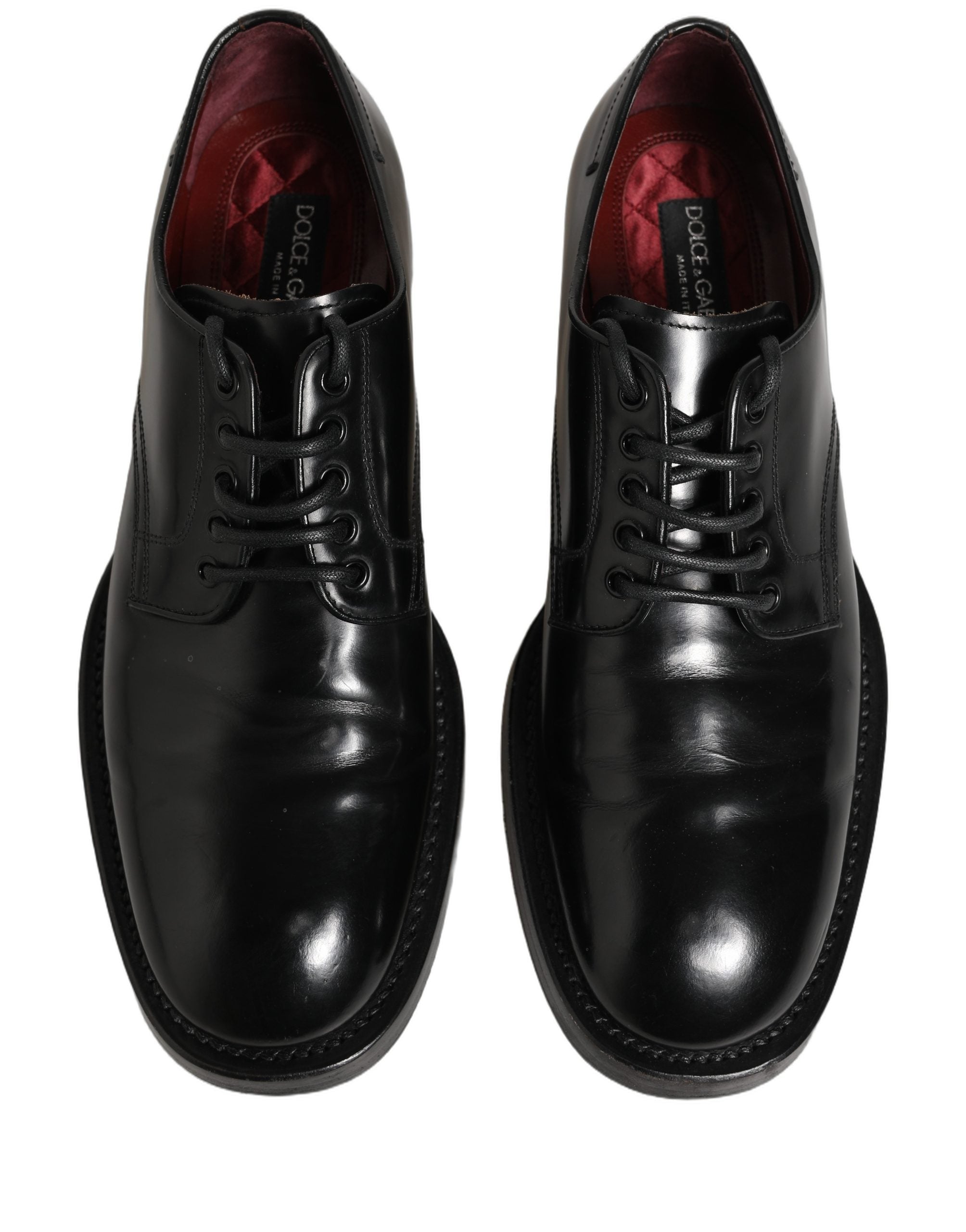 Dolce & Gabbana Black Leather Lace Up Derby Dress Men Shoes