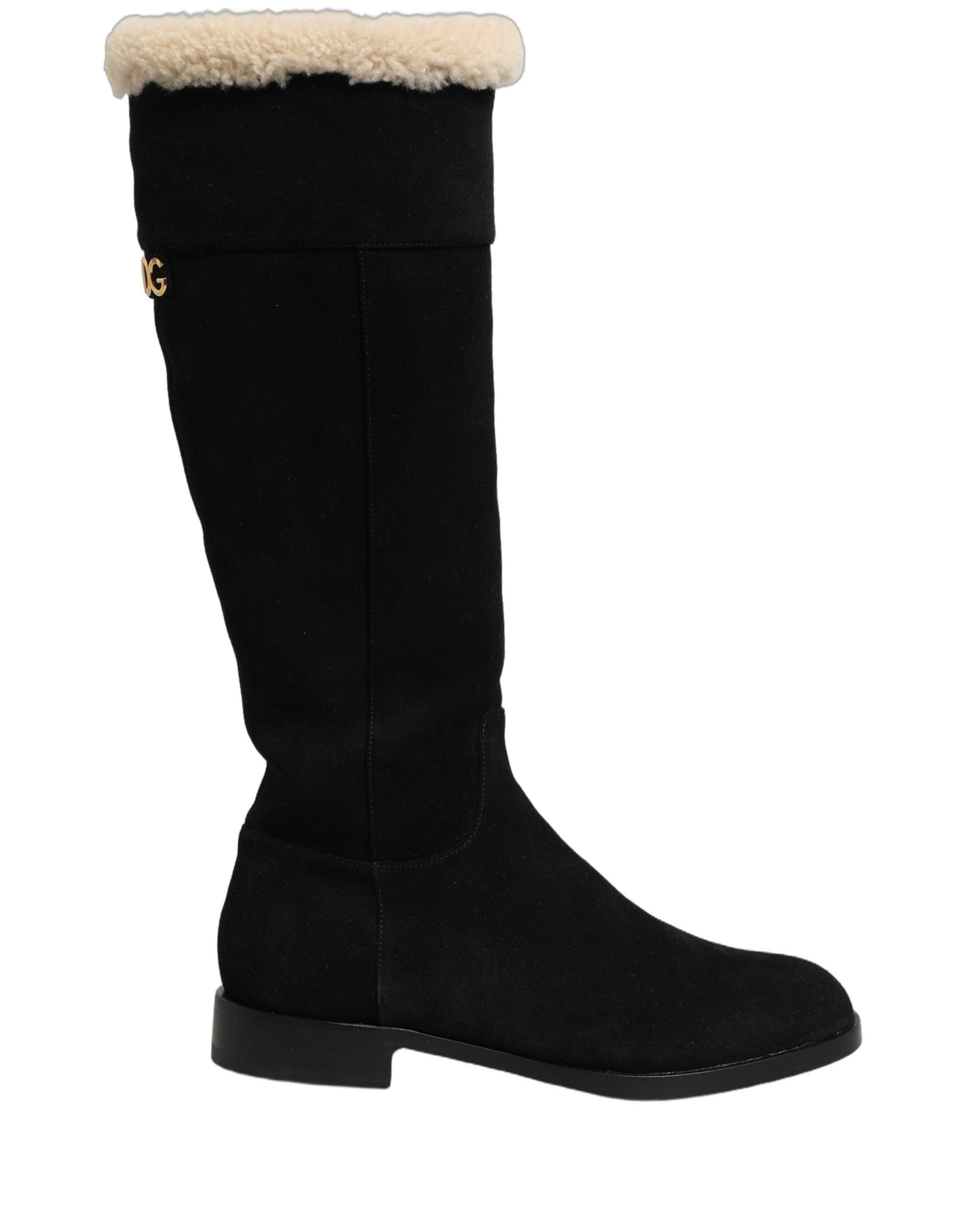 Dolce & Gabbana Black Suede Leather Knee High Boots Shoes