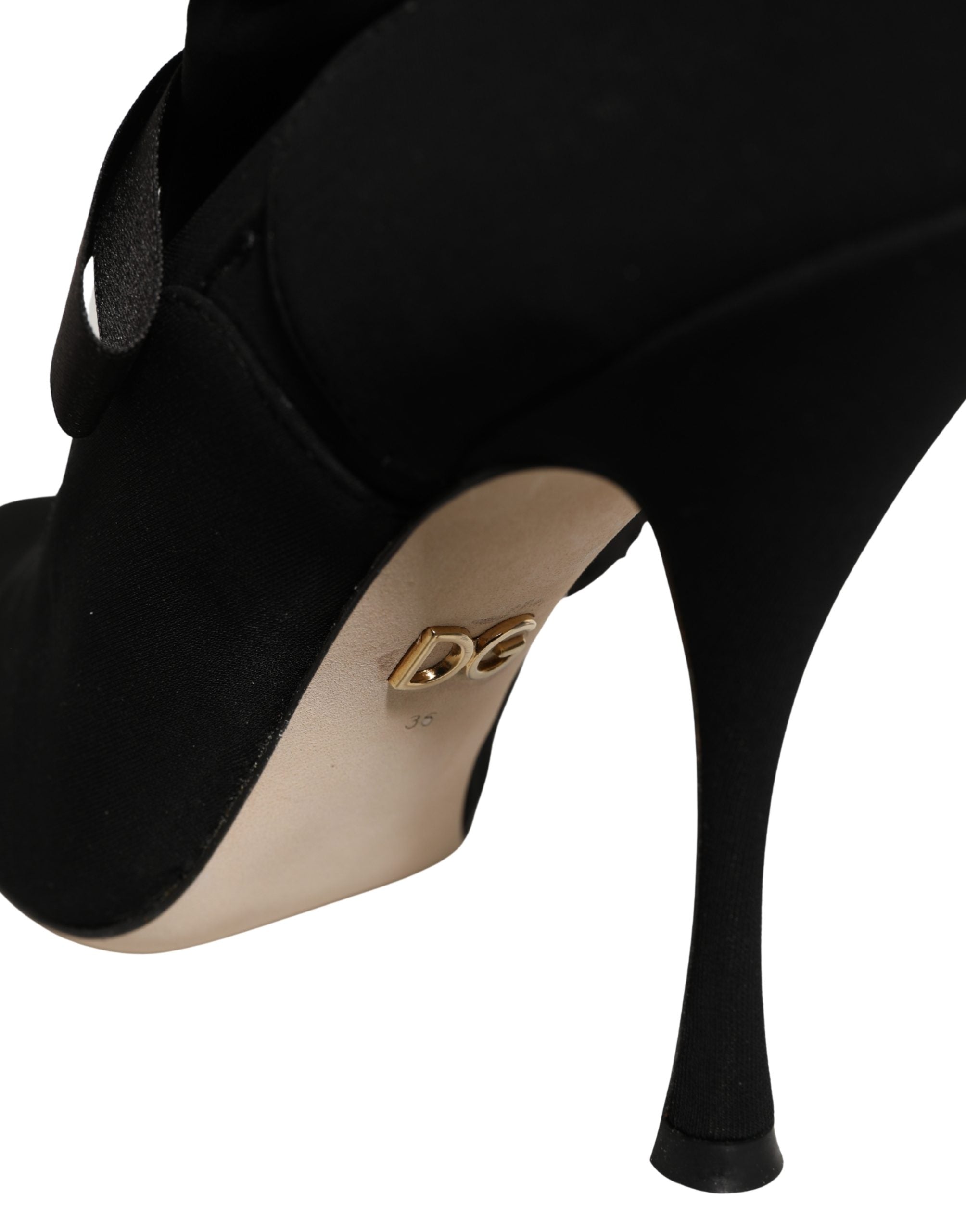 Dolce & Gabbana Black Stiletto Heels Mid Calf Boots Shoes