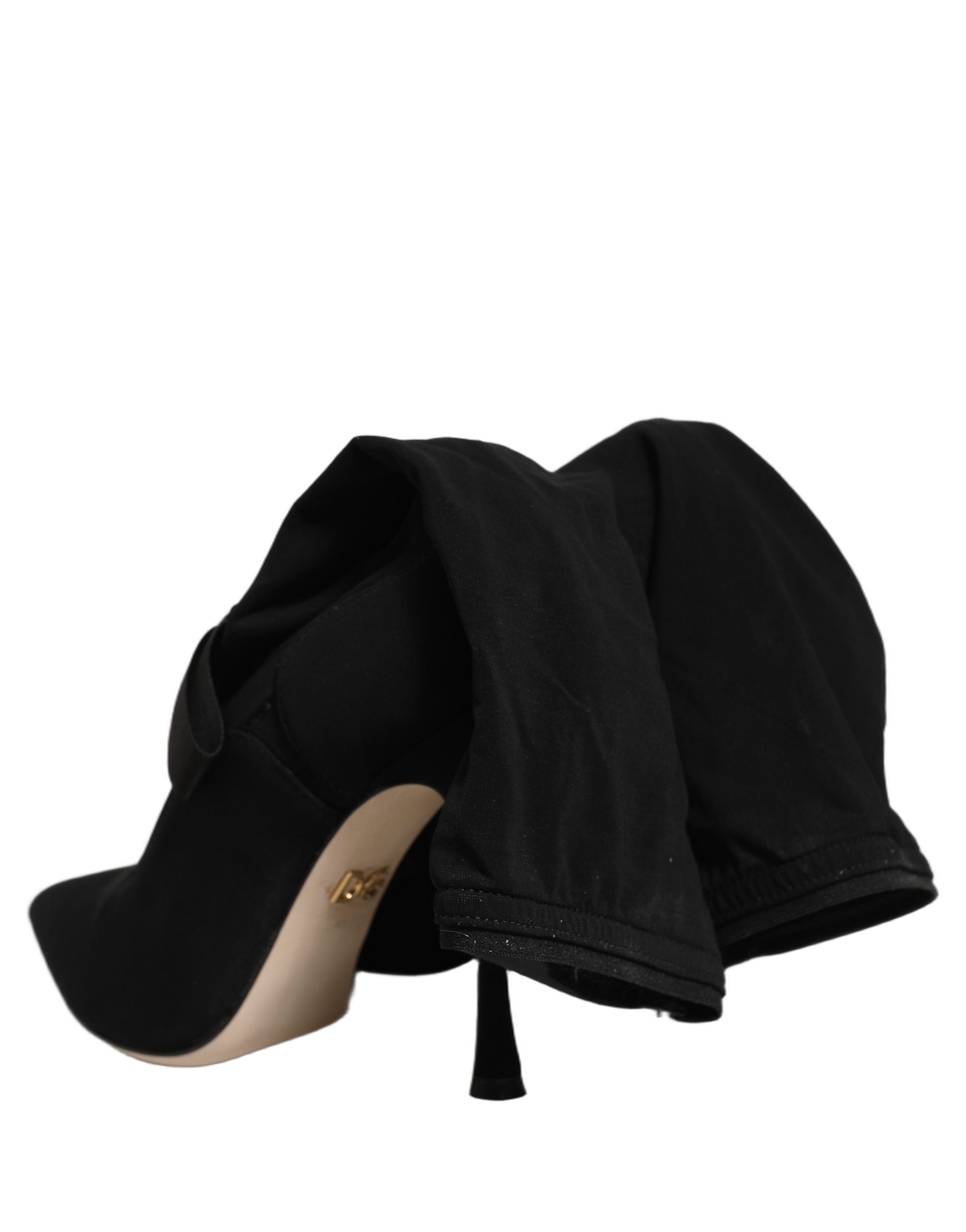 Dolce & Gabbana Black Stiletto Heels Mid Calf Boots Shoes