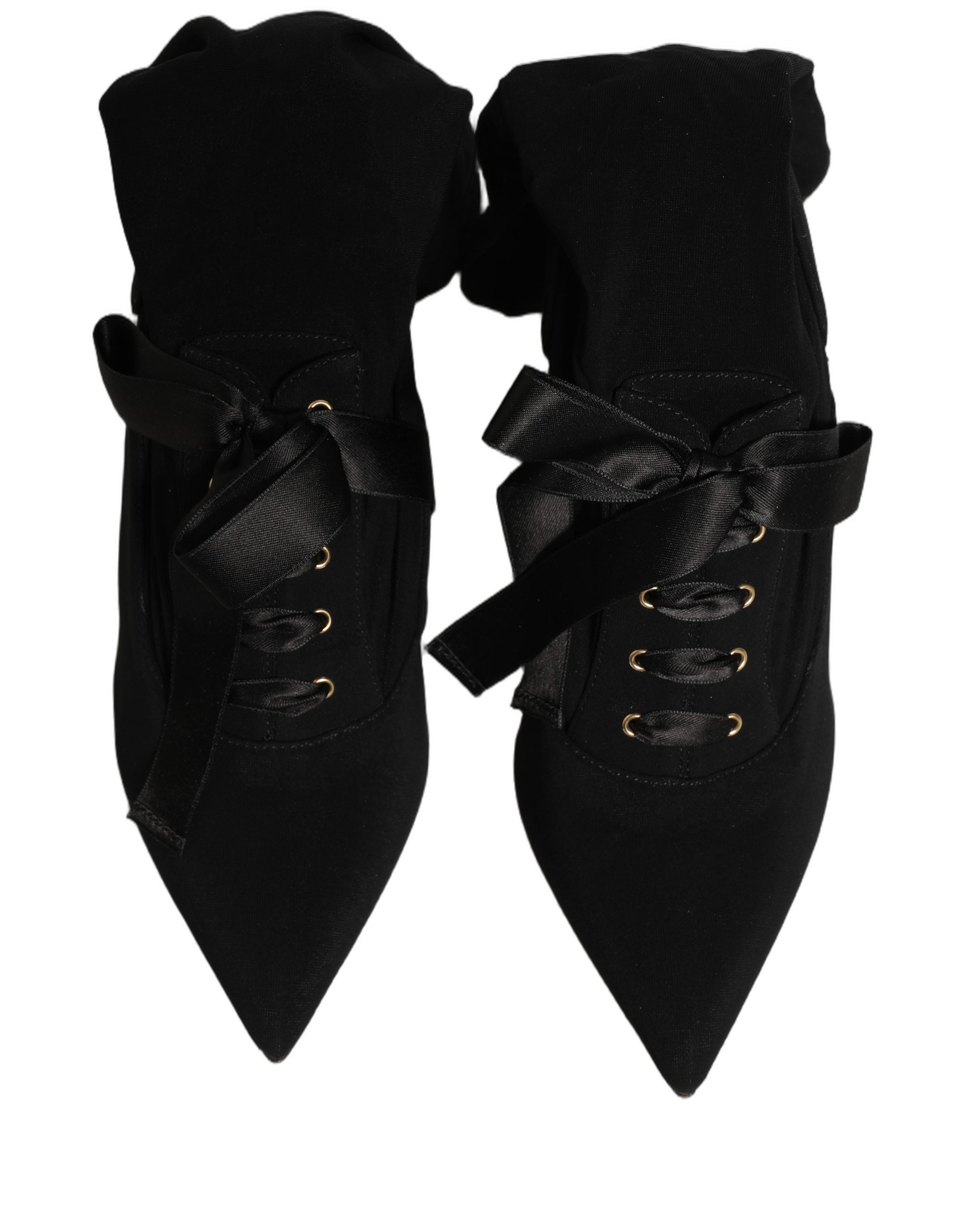 Dolce & Gabbana Black Stiletto Heels Mid Calf Boots Shoes