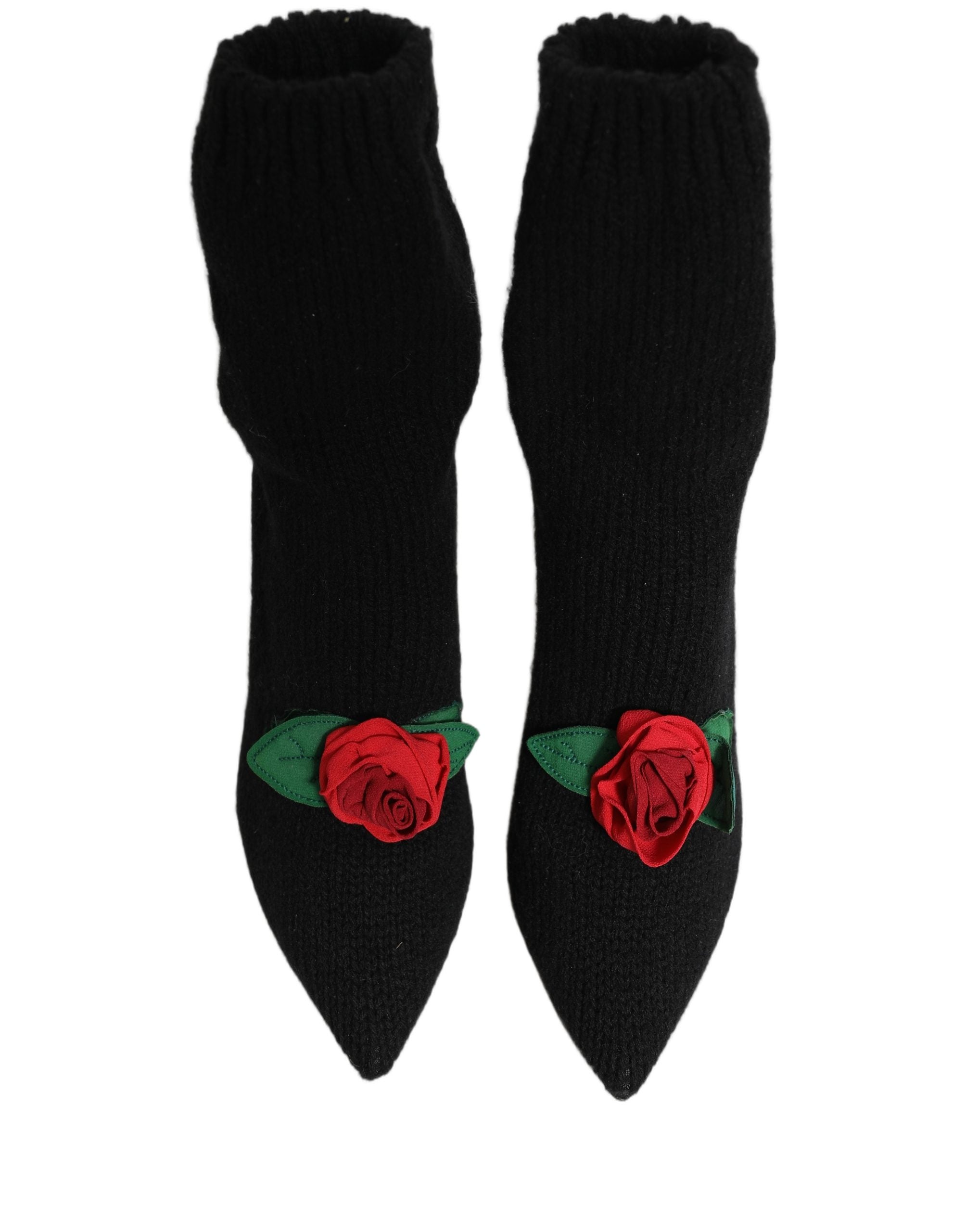 Dolce & Gabbana Black Stiletto Heels Mid Calf Boots Shoes