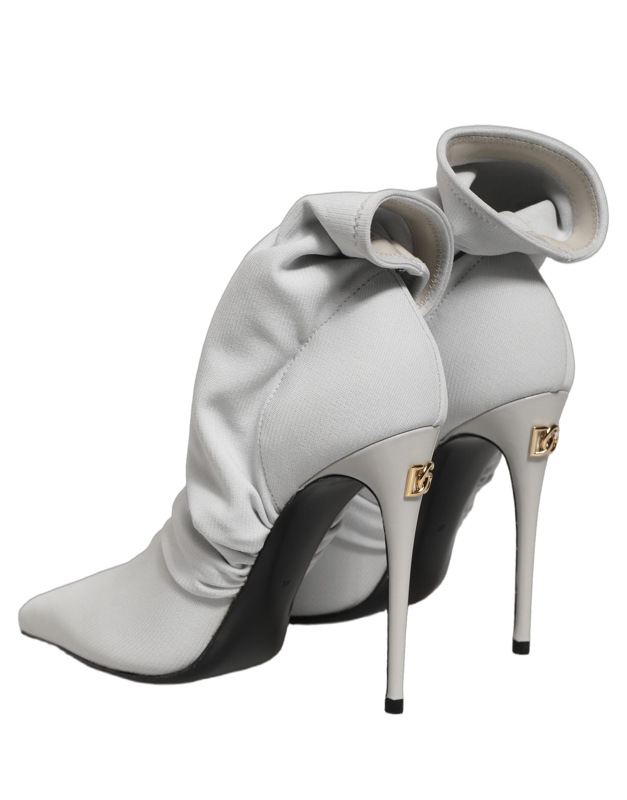 Dolce & Gabbana Gray Stretch Socks Heels Ankle Boots Shoes