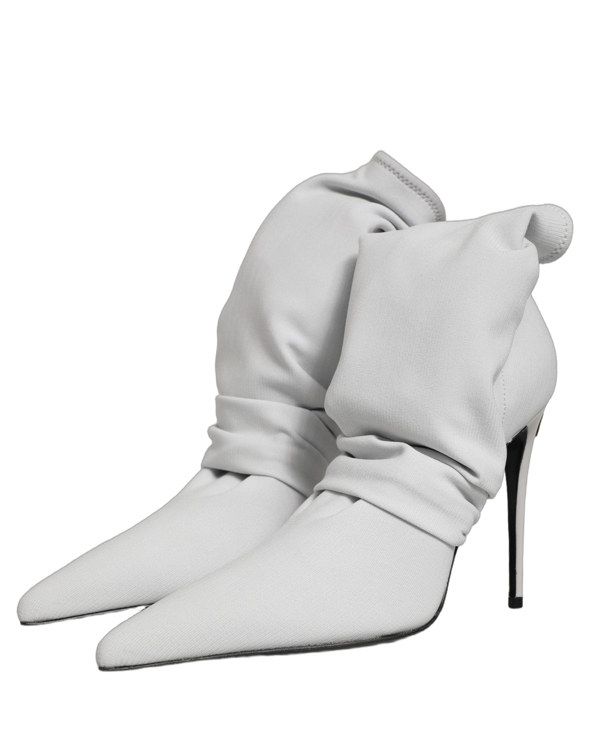 Dolce & Gabbana Gray Stretch Socks Heels Ankle Boots Shoes