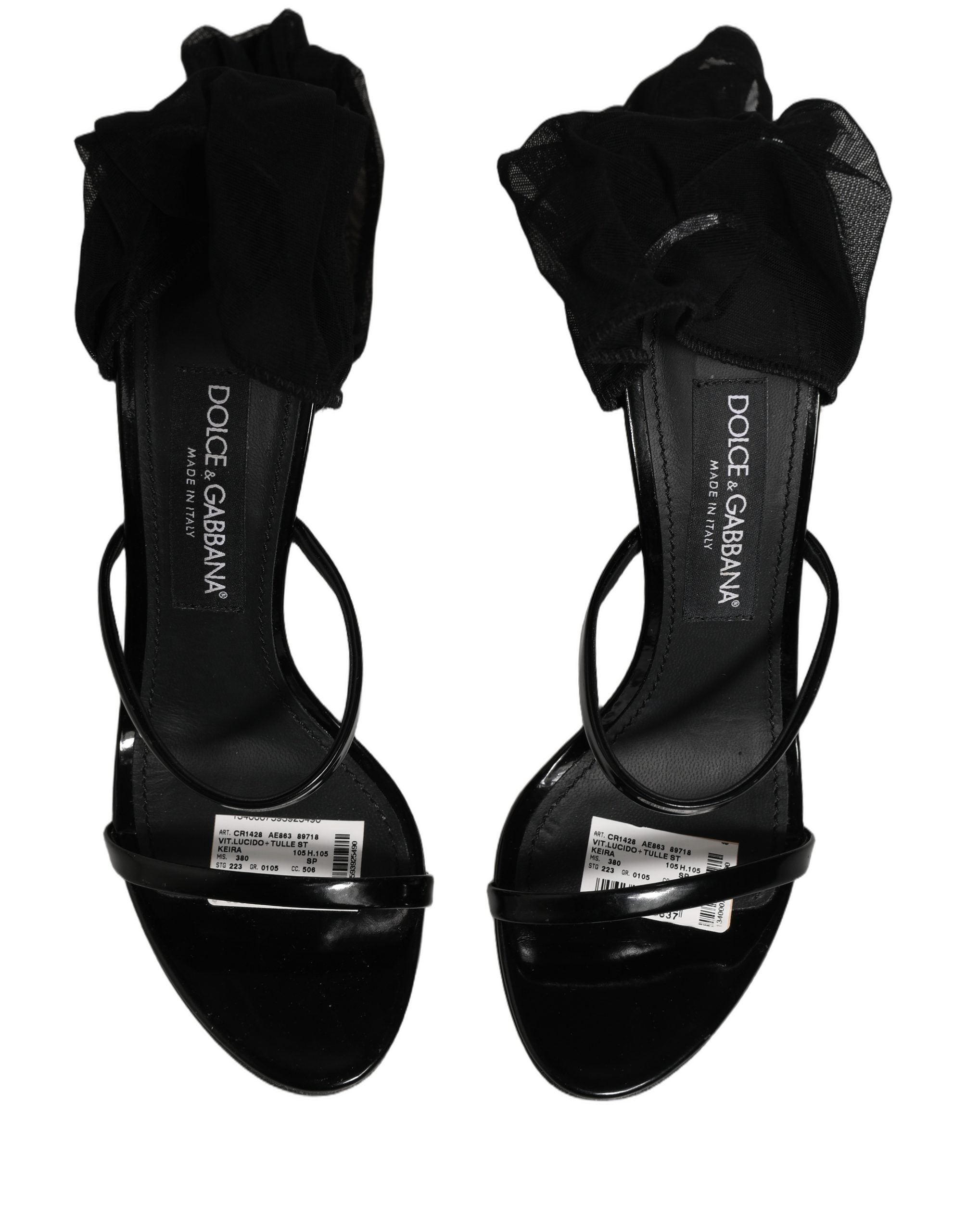 Dolce & Gabbana Stiletto Sandals Socks Knee High Boots Black