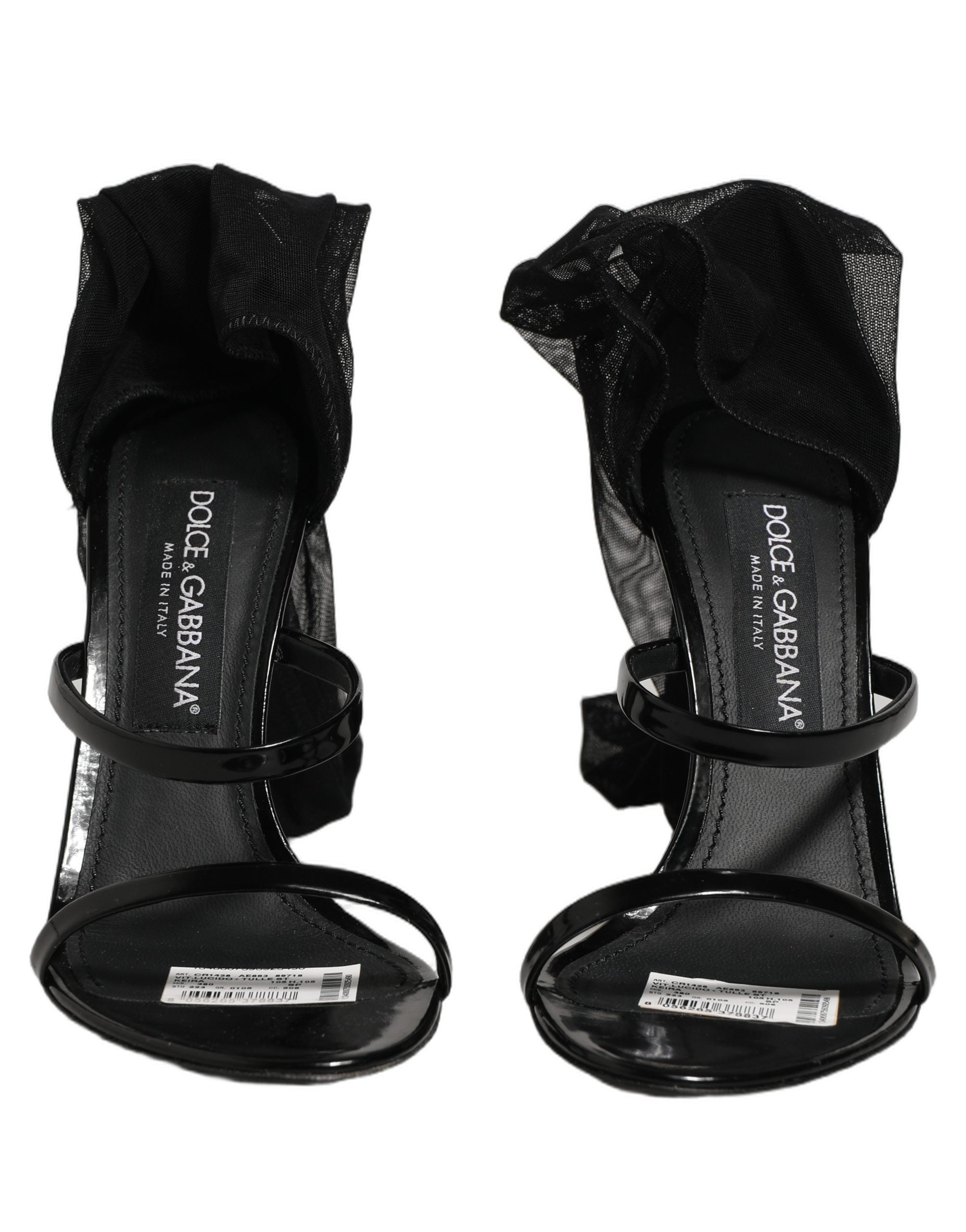 Dolce & Gabbana Stiletto Sandals Socks Knee High Boots Black