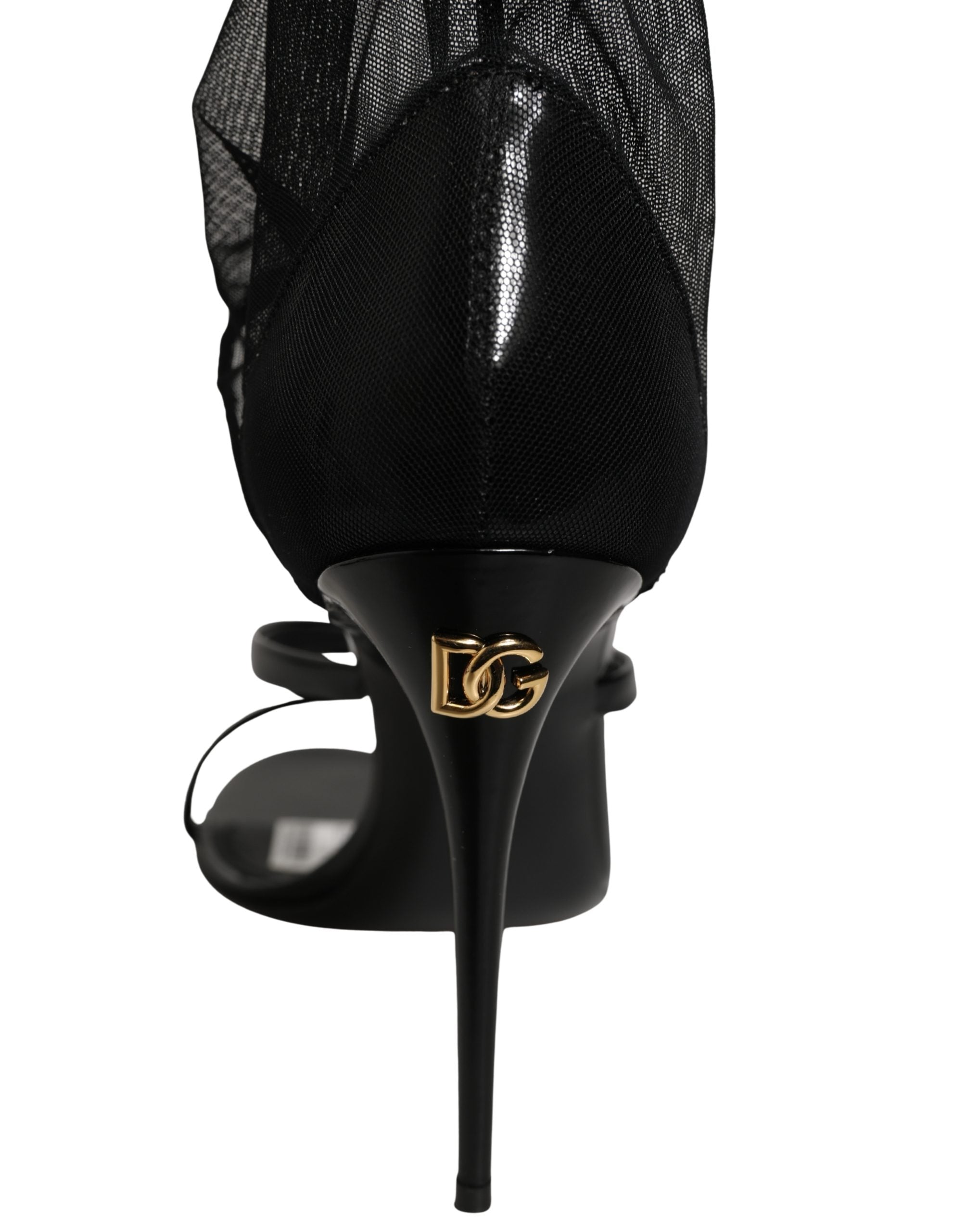 Dolce & Gabbana Stiletto Sandals Socks Knee High Boots Black