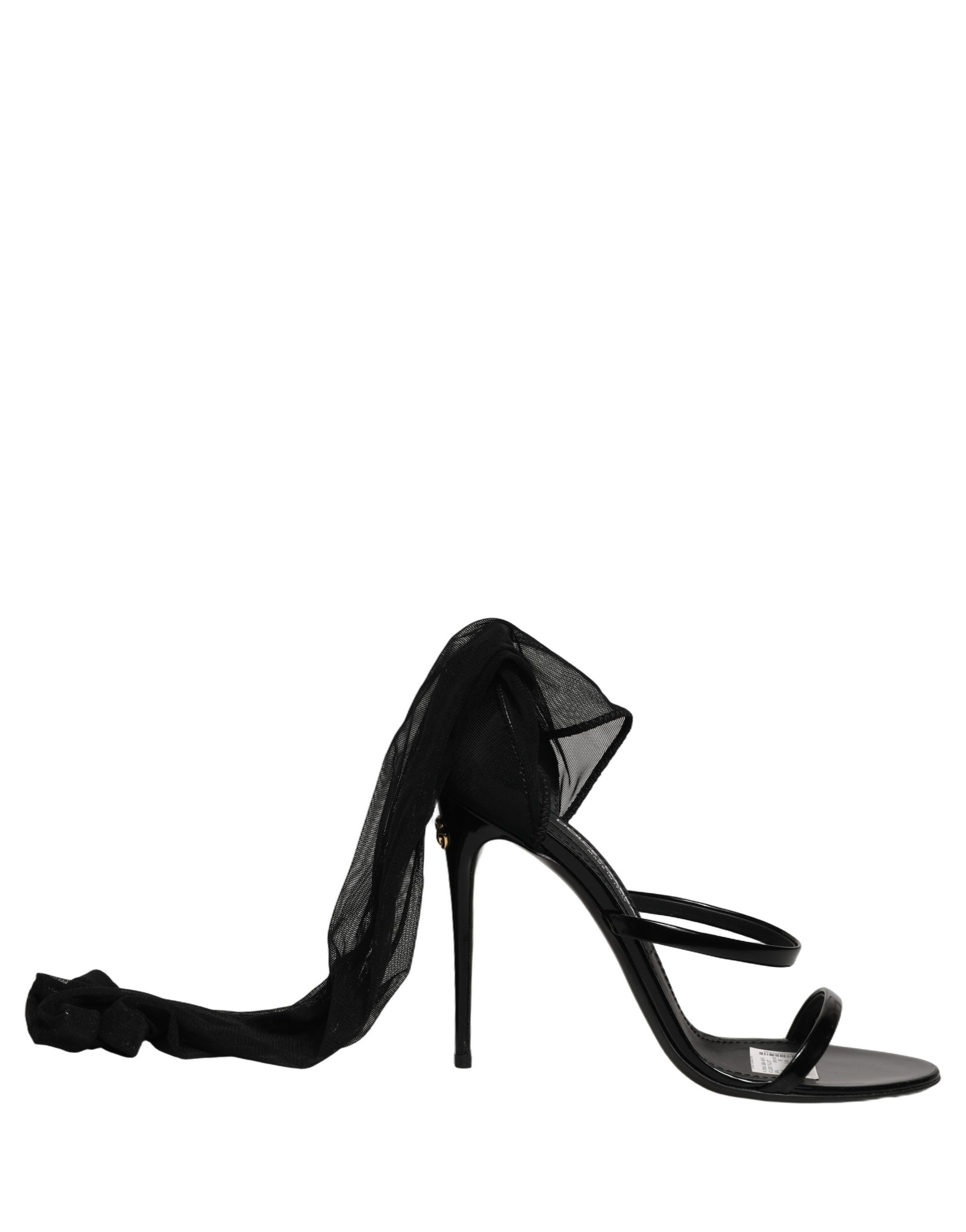 Dolce & Gabbana Stiletto Sandals Socks Knee High Boots Black