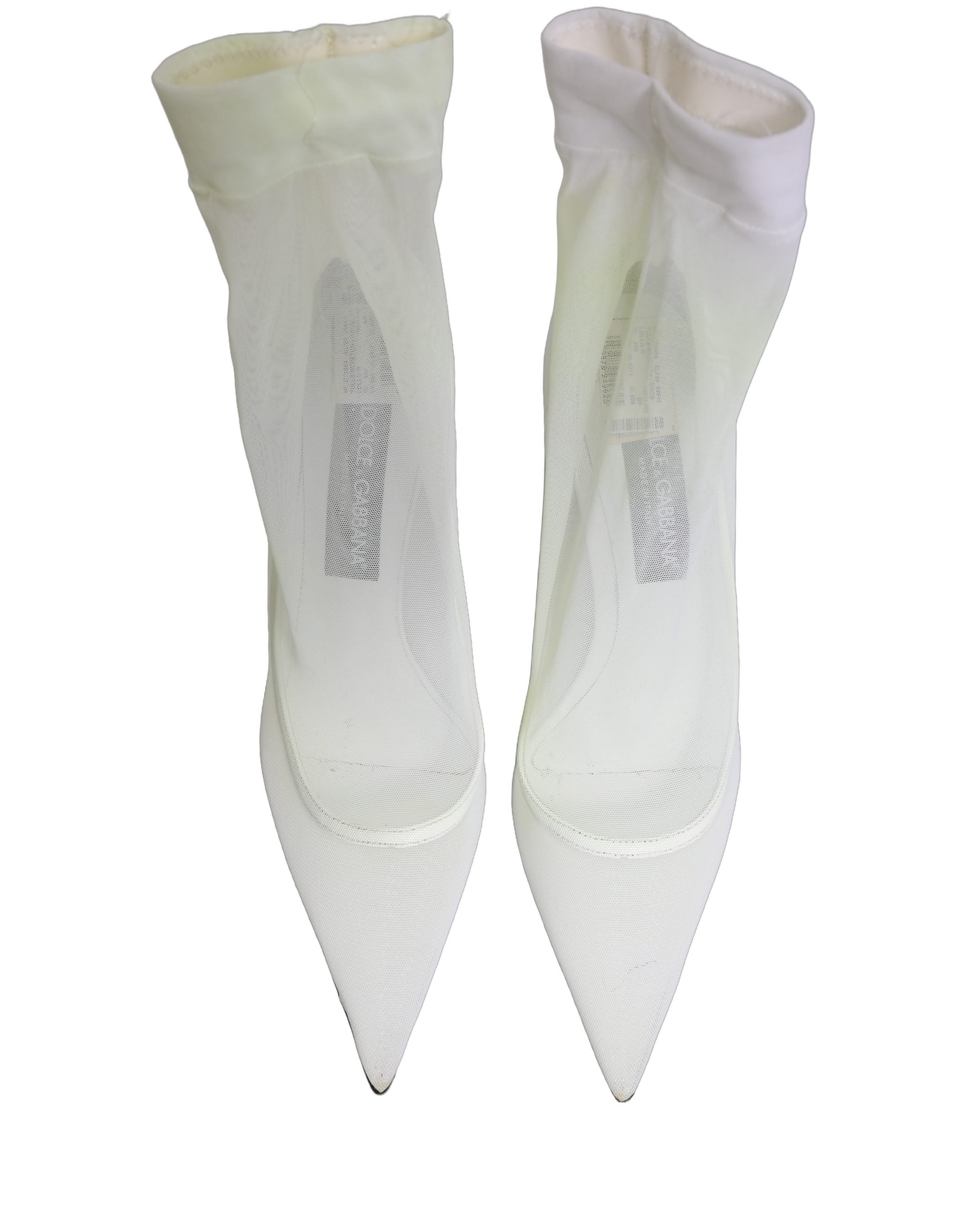 Dolce & Gabbana White Tulle Stretch Mesh Sock Boots Shoes