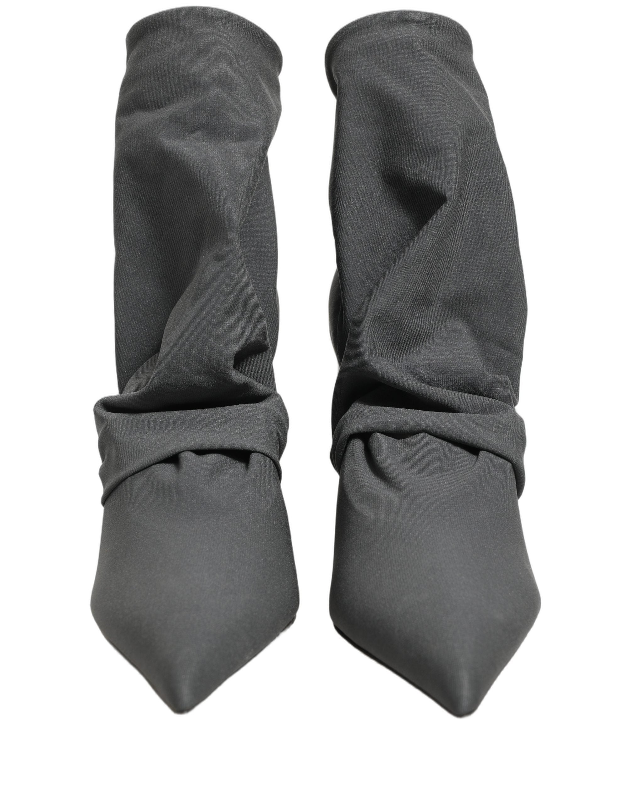Dolce & Gabbana Gray Stretch Socks Heels Ankle Boots Shoes
