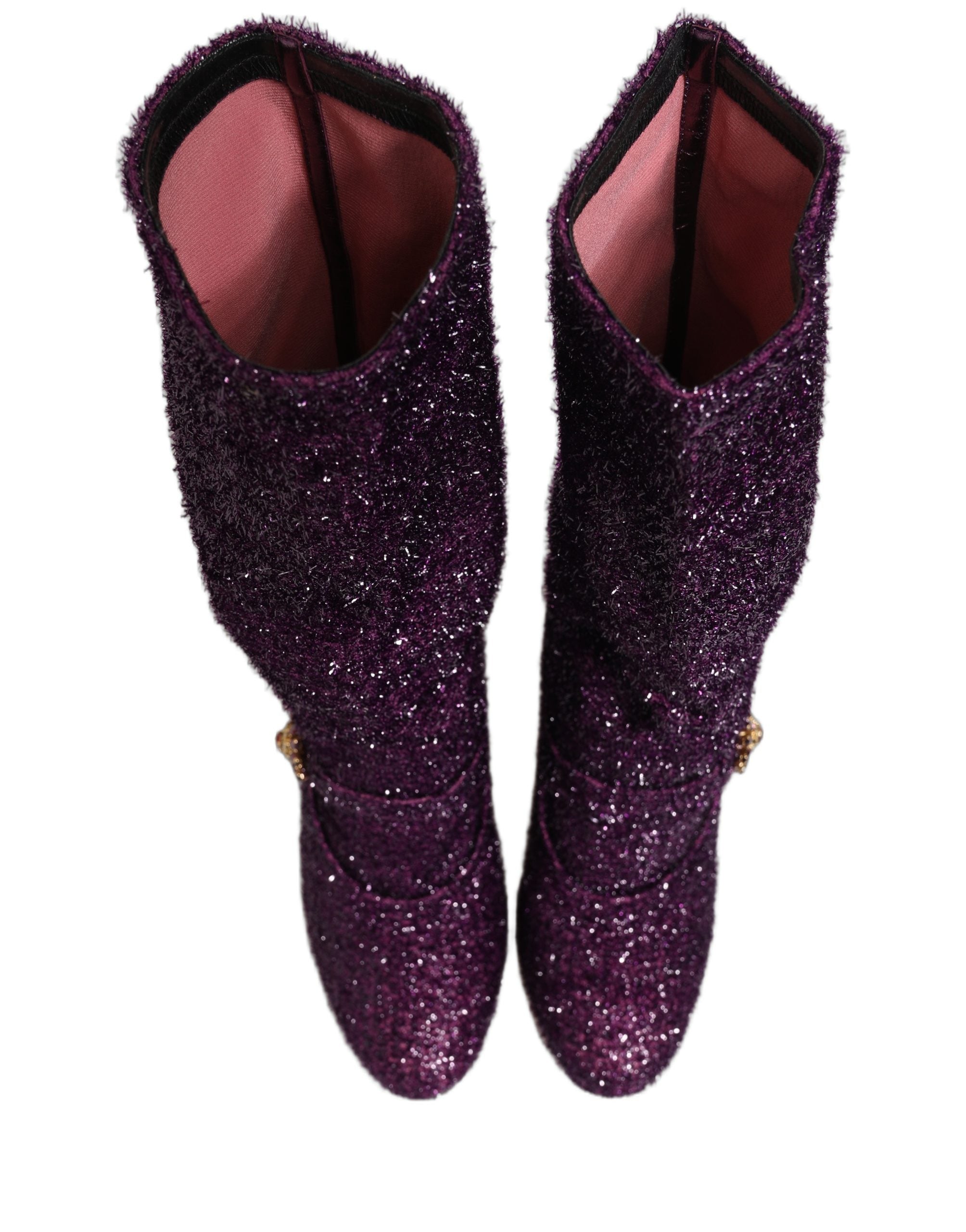 Dolce & Gabbana Purple Crystal Lurex Fantasy Boots Shoes
